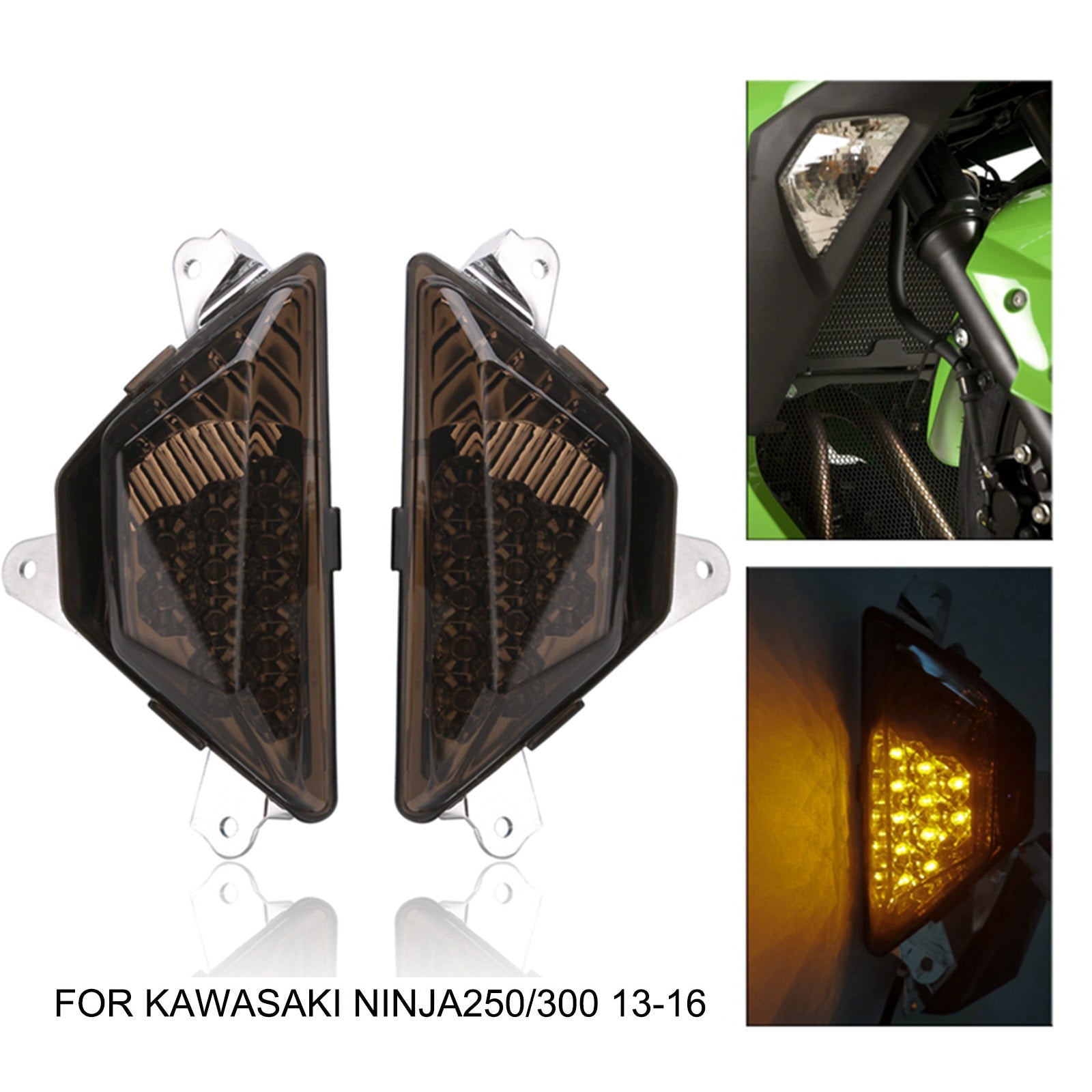 Motorcycle LED Front Turn Signal Light Lamp For KAWASAKI NINJA 250 300 2013-2016