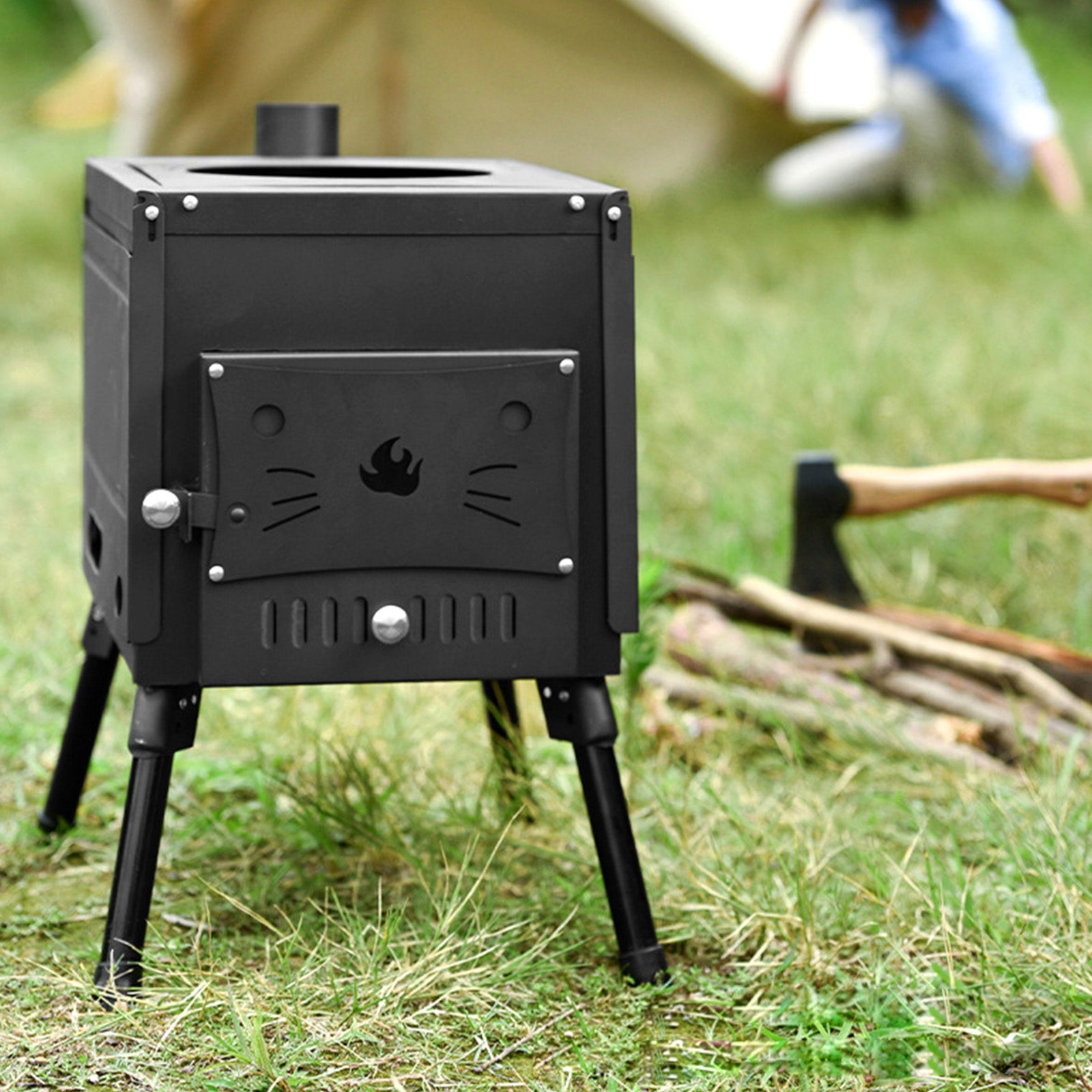 Poêle à bois de Camping Portable en plein air, cuisinier de pique-nique, chauffage pliant, combustion du bois