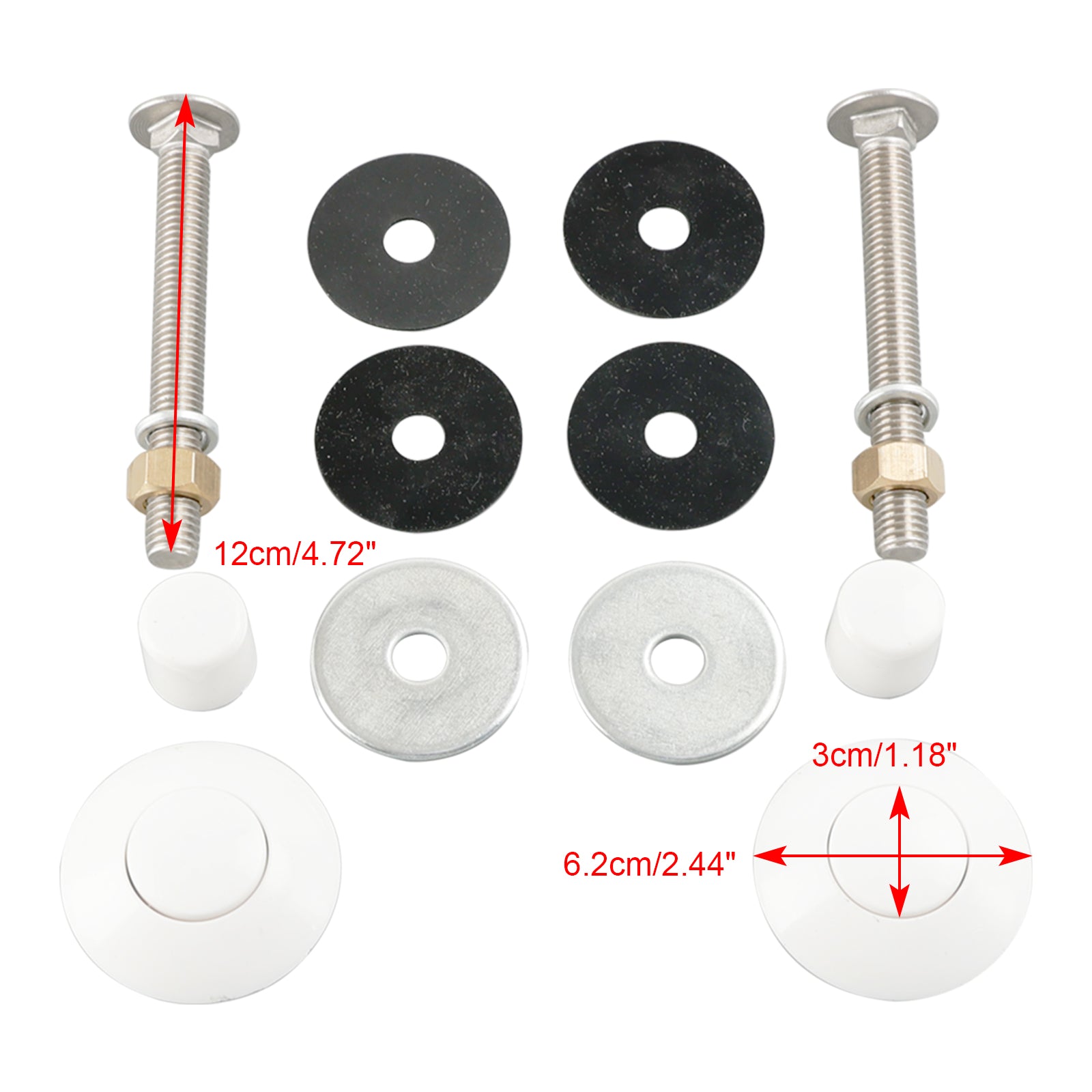 Witte duikplankmontageset 67-209-909-SS 5-1/2" Bouten 1-1/4&2"f/w