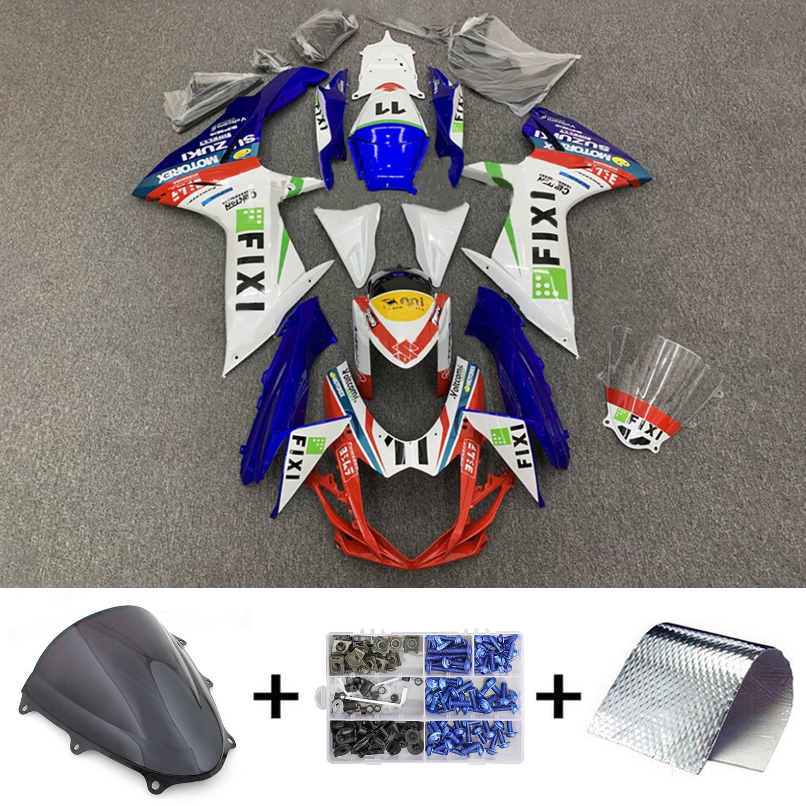 2011-2024 Suzuki GSXR 600/750 K11 Kit de carénage d'injection Amotopart carrosserie plastique ABS #101