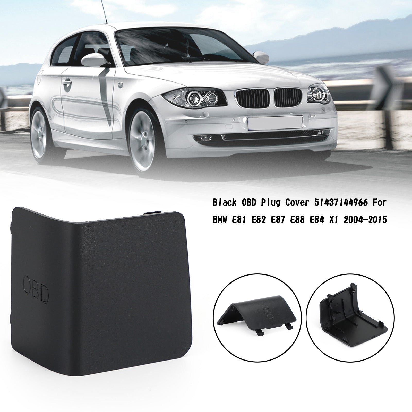 LHD Black OBD Plug Cover 51437144966 For BMW E81 E82 E87 E88 E84 X1 2004-2015