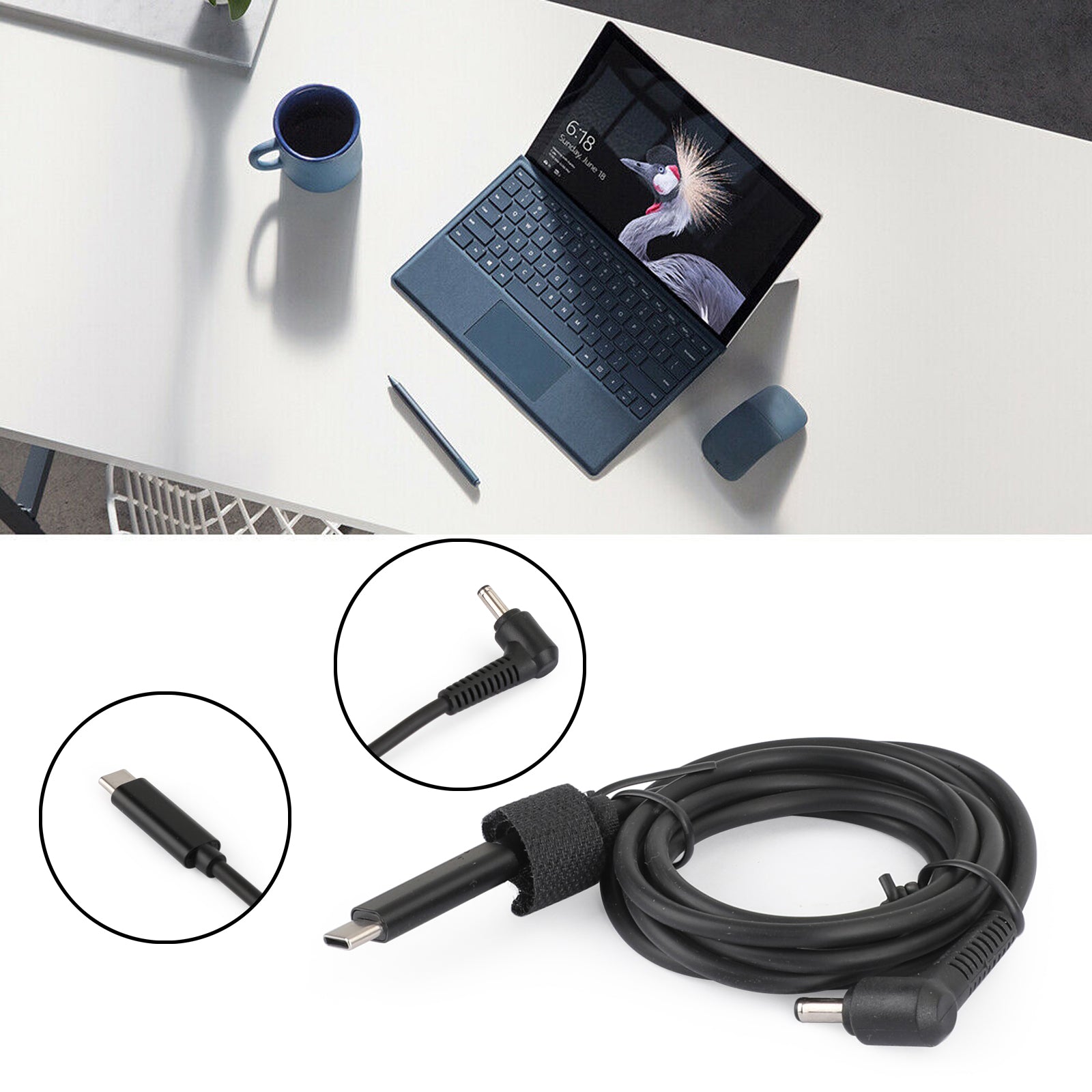 Câble de chargement USB PD Type C 4.0*1.35mm adapté pour ASUS Q503UA Q503U Q503