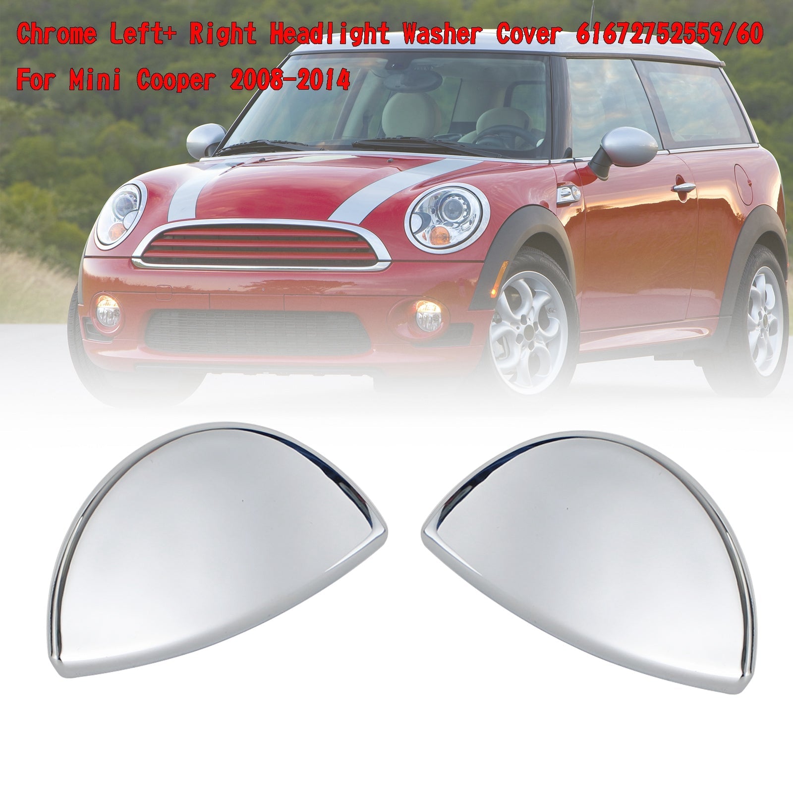 Chrome Links + Rechts Koplampsproeiers Cover 61672752559/60 Voor Mini Cooper 08-2014 Generiek