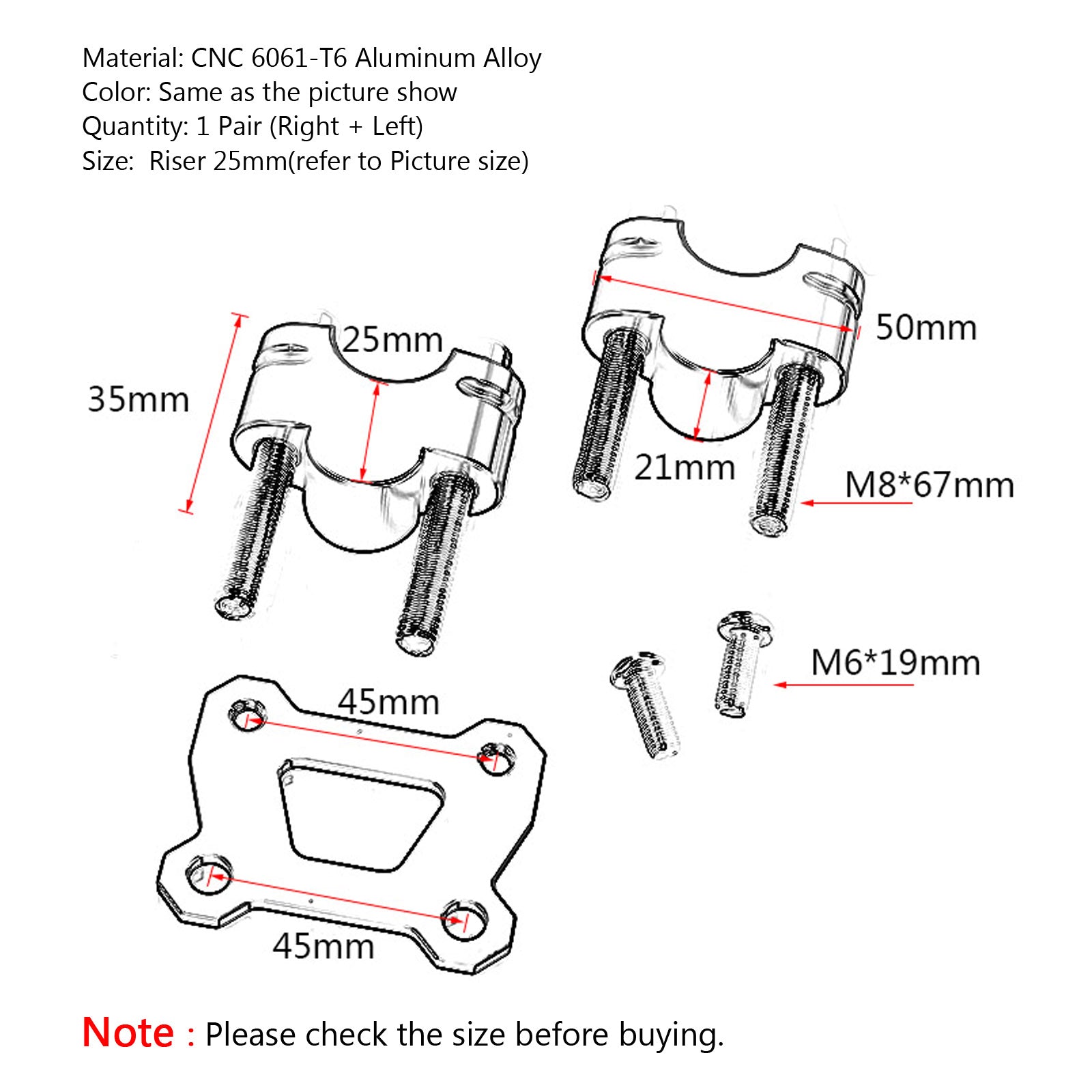 Yamaha Tracer 700 MT07 Moto Cage 2014-2018 Black Handlebar Risers 25mm Riser