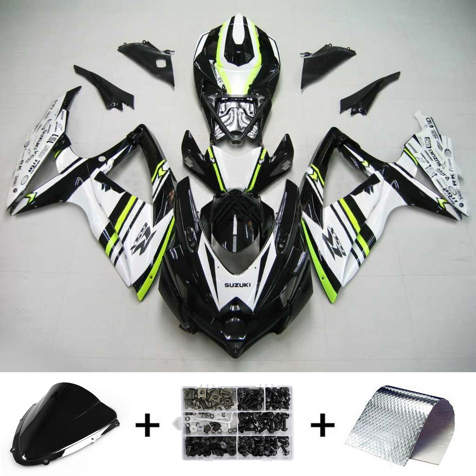 2008-2010 Suzuki GSXR 600/750 K8 Amotopart Kit de carénage d'injection carrosserie plastique ABS #143