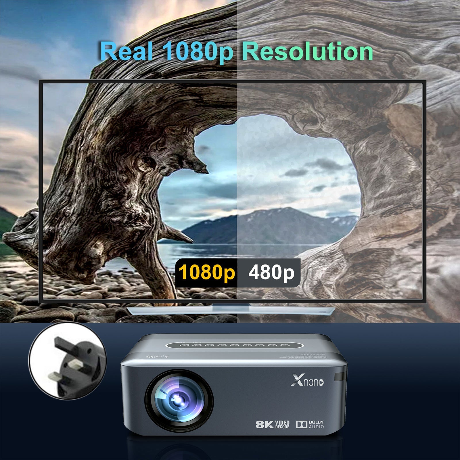 Ultra HD 8K Decoding Projection 1080p Android Movie Projector Home HDMI USB