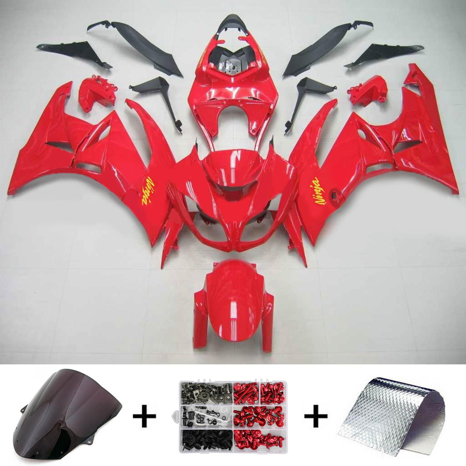 2009-2012 Kawasaki ZX6R 636 Amotopart Injection Fairing Kit Bodywork Plastic ABS #108