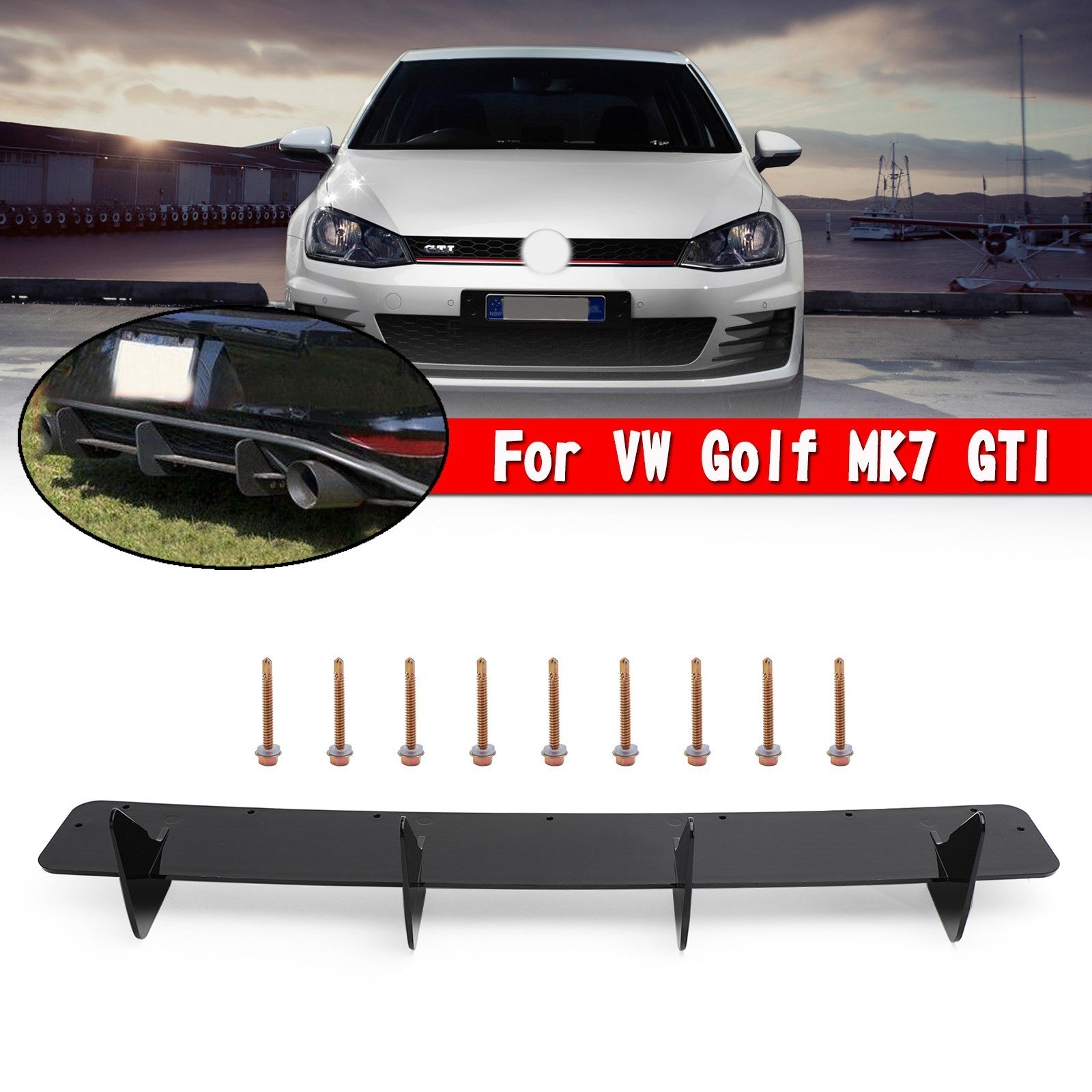 VW GOLF VII 7 MK7 GTI Rear Bumper Lip Diffuser Side Splitter Valance Spoiler