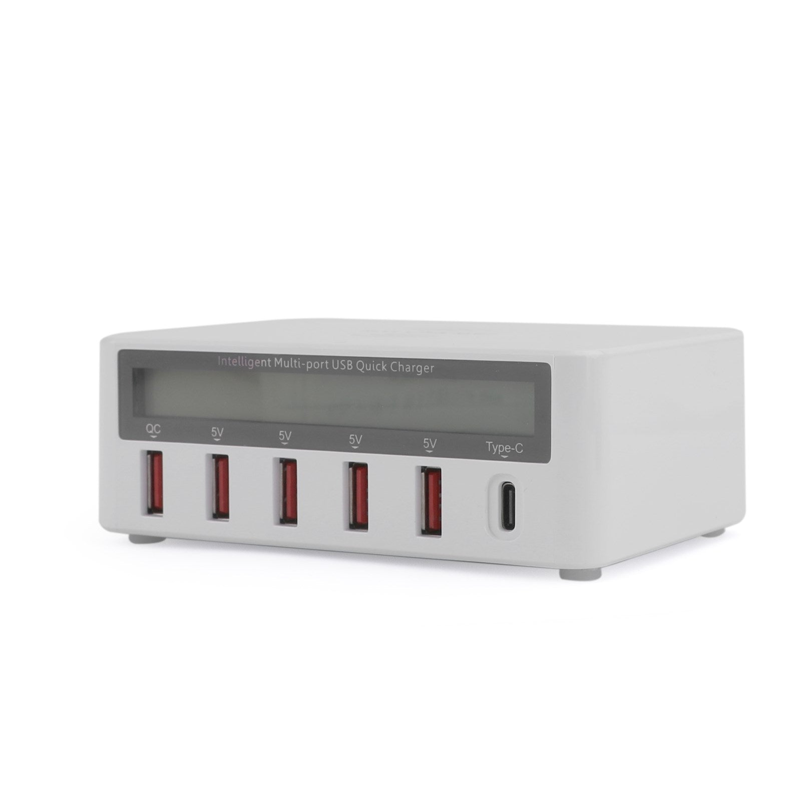 Station de chargeur USB rapide multiport avec chargeur sans fil, écran LCD, ue