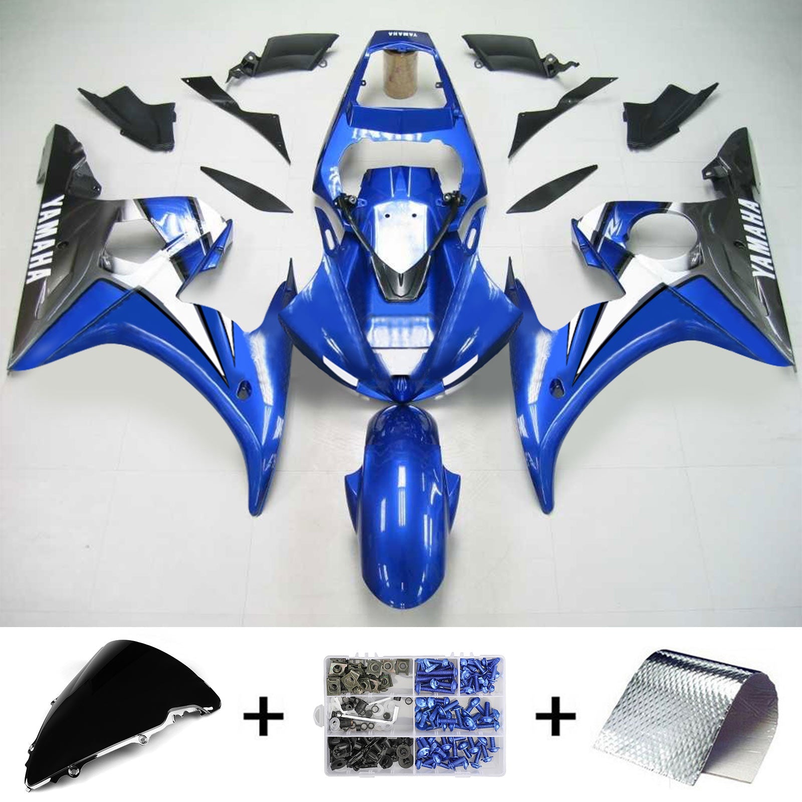 2005 Yamaha YZF 600 R6 Kit de carénage d'injection carrosserie plastique ABS #137