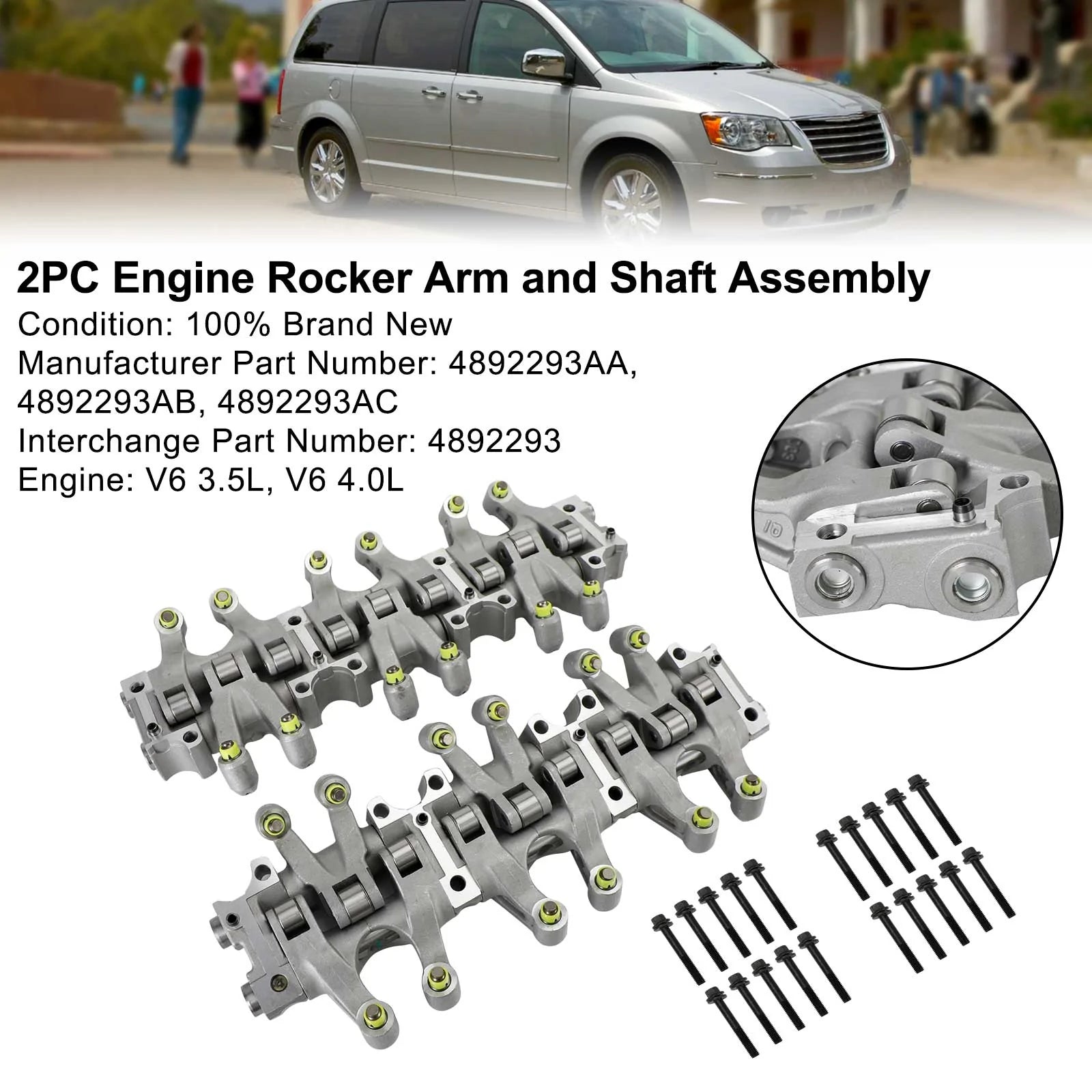 2009-2010 Dodge Challenger Journey V6 3,5 L Admission et échappement 2 pièces Ensemble culbuteur et arbre de moteur 4892293AC