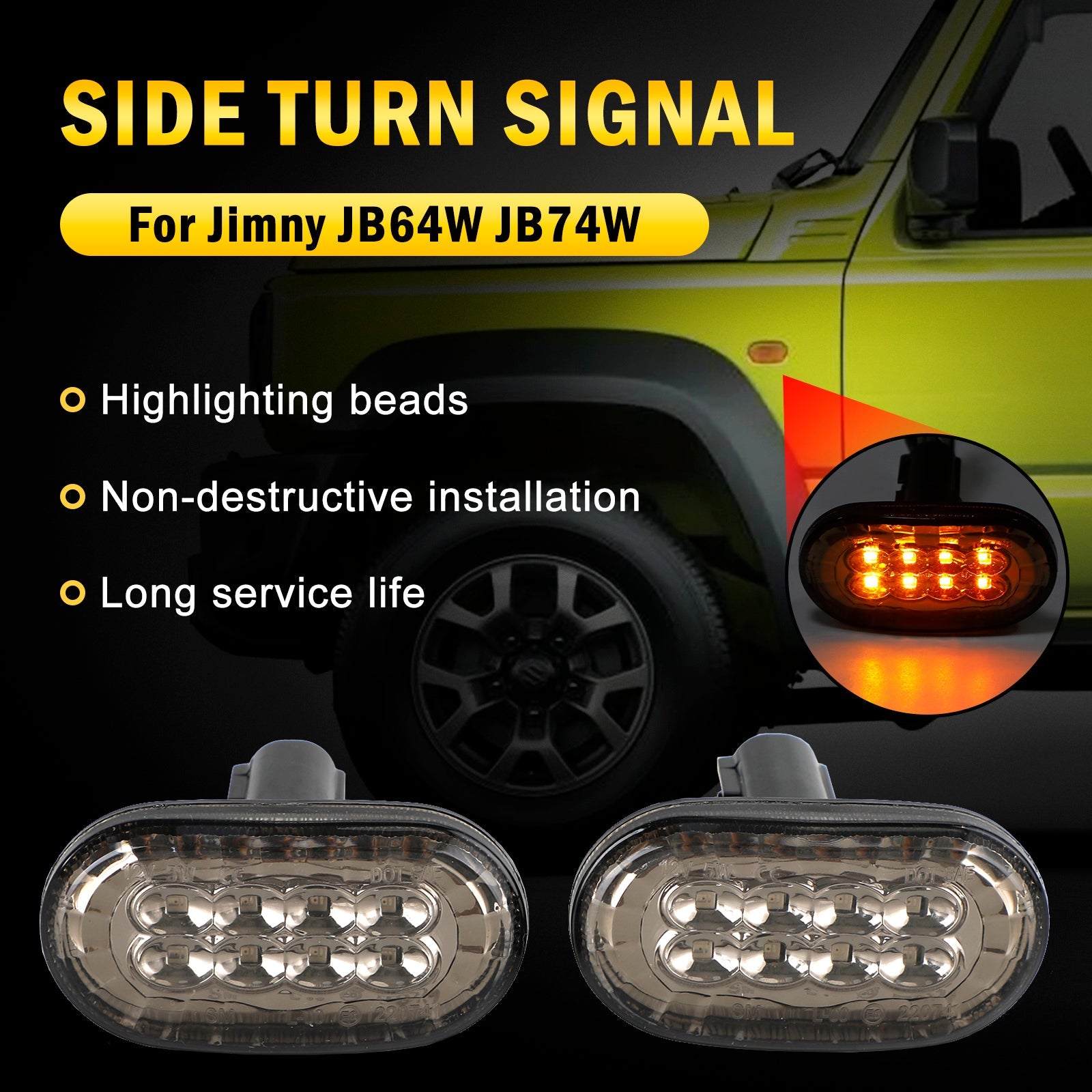 Suzuki Jimny JB64 JB74 Paire de feux de position latéraux fumés et clignotants