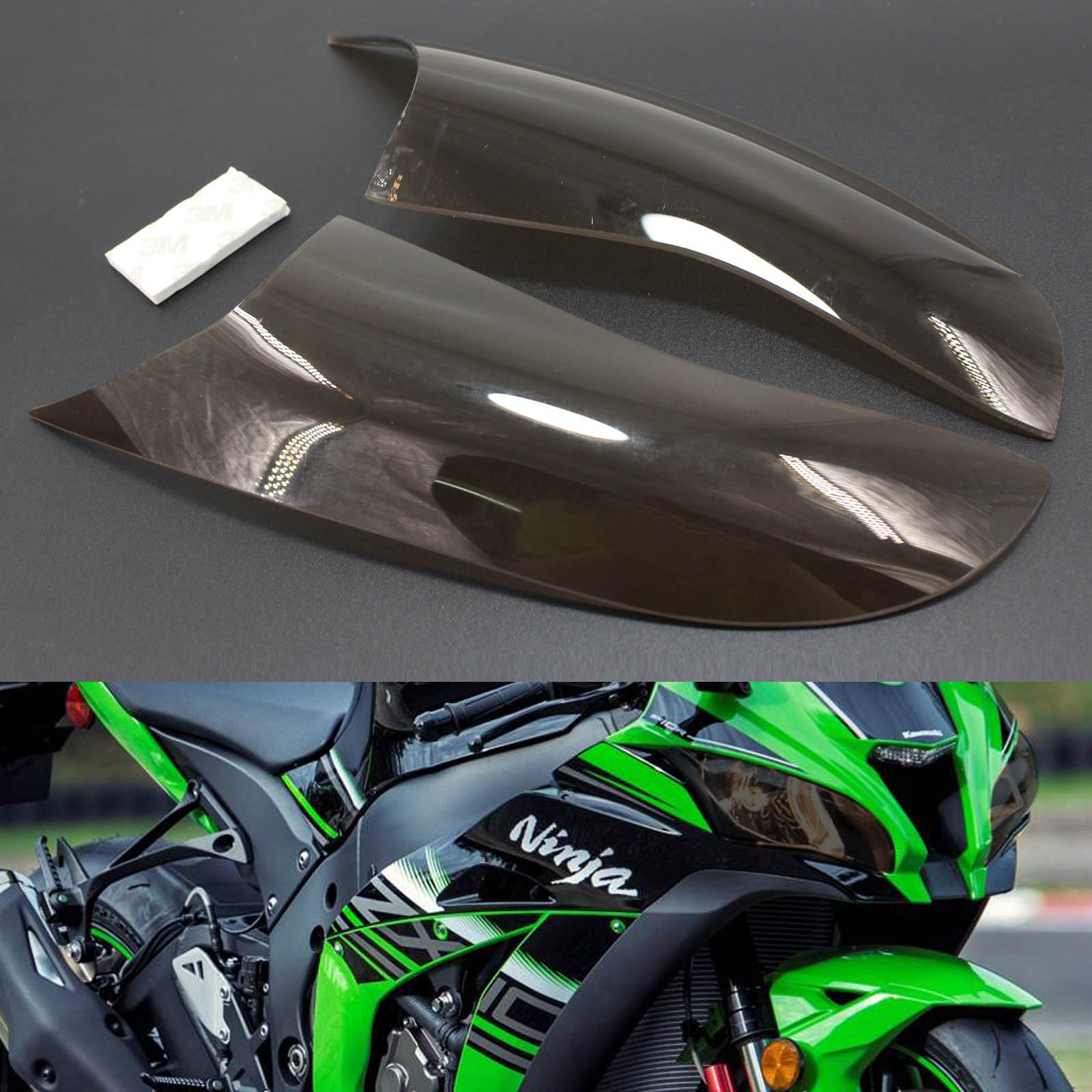 Couvercle de Protection de lentille de phare avant adapté à Kawasaki Zx-10R Zx 10R 16-18, fumée générique