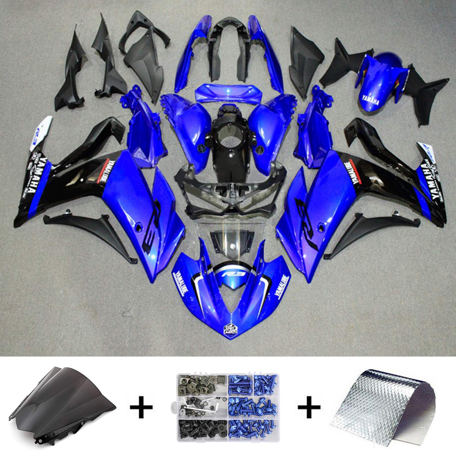 Kit de carénage bleu noir Yamaha YZF R3 2014-2018 et YZF R25 2015-2017