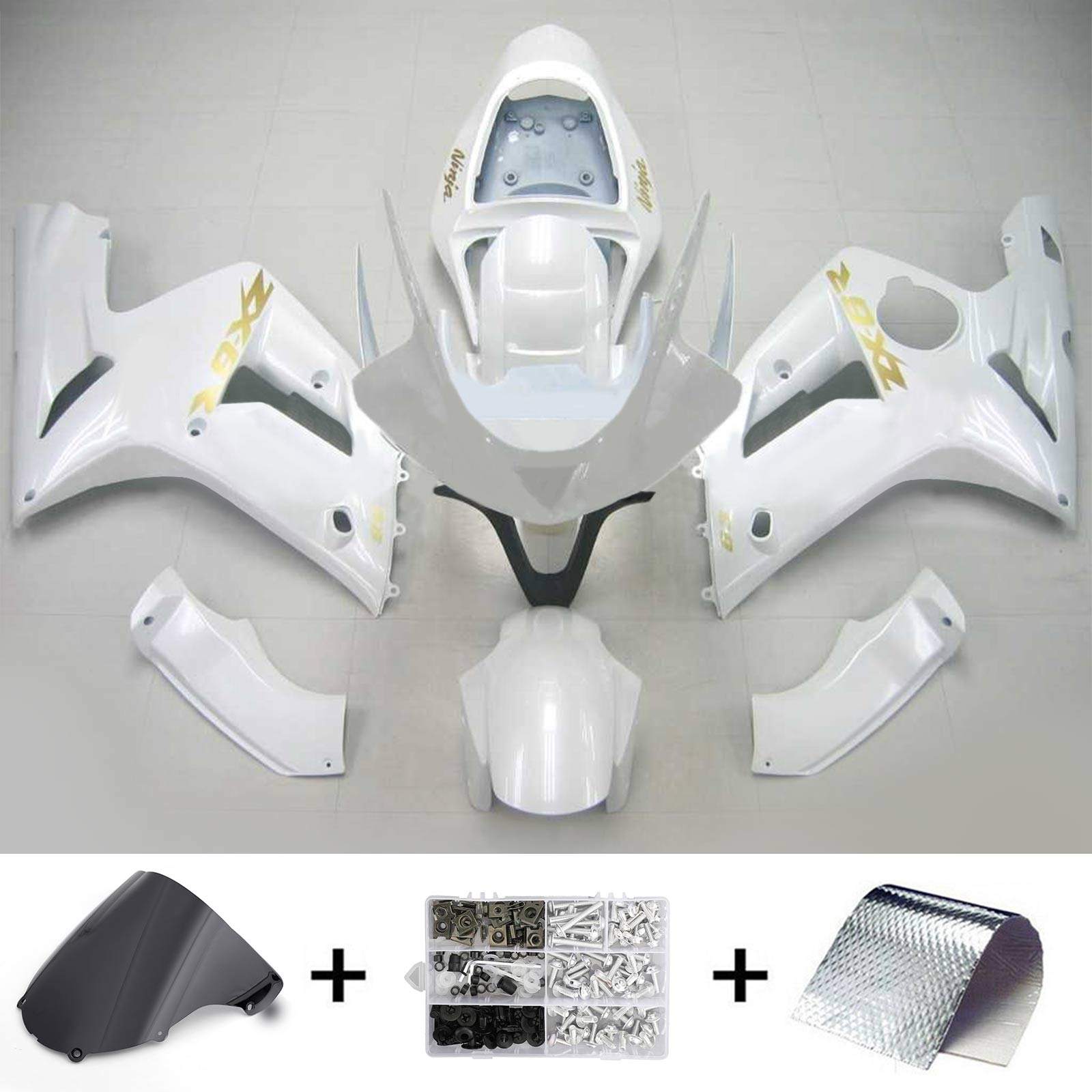 2003-2004 Kawasaki ZX6R 636 Kit de carénage d'injection Amotopart carrosserie plastique ABS #107