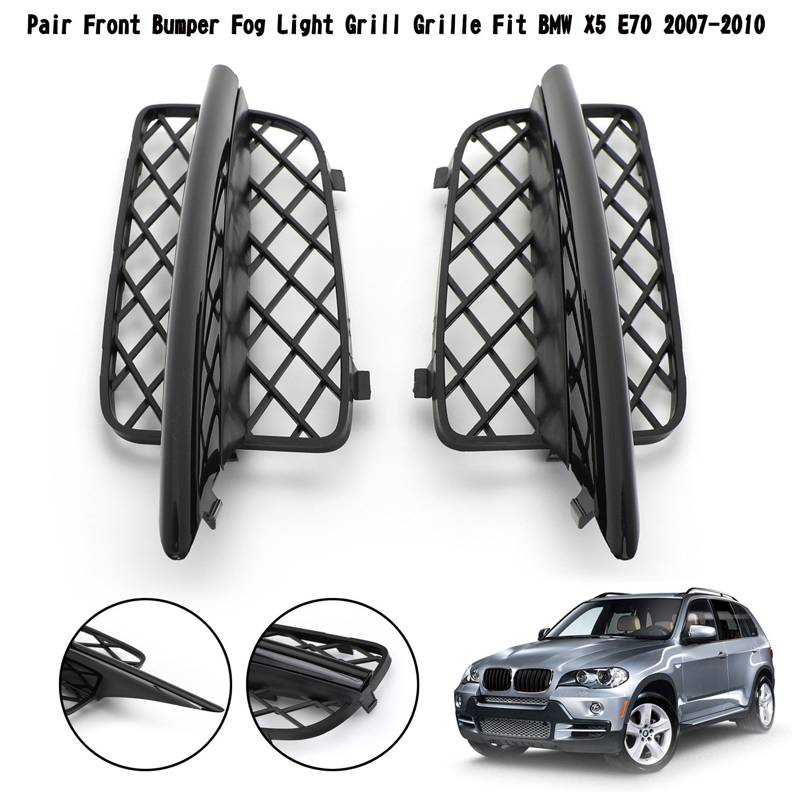 2007-2010 BMW X5 E70 Paire de grilles de phares antibrouillard pour pare-chocs avant 51117159593 51117159594 générique