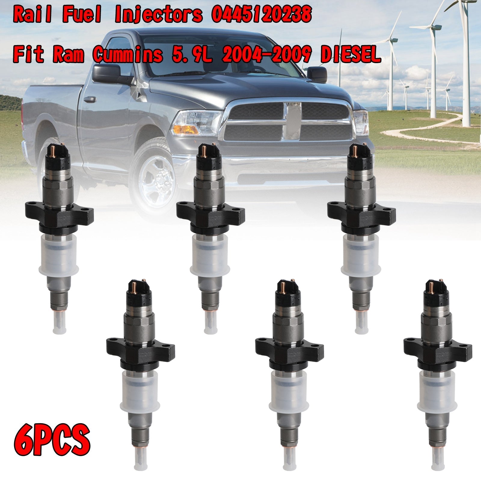 2004-2009 Dodge Ram Cummins 5.9L Diesel Rail Fuel Injectors 0445120238 voor generieke