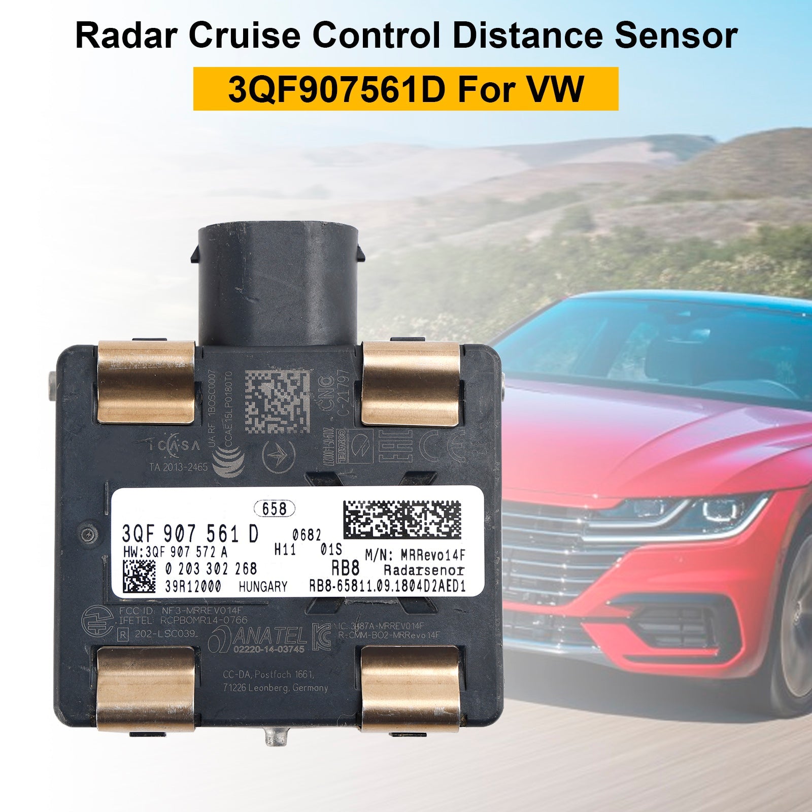 Capteur radar de distance de régulateur de vitesse Volkswagen Arteon Jetta 2019-2020 3QF907561D