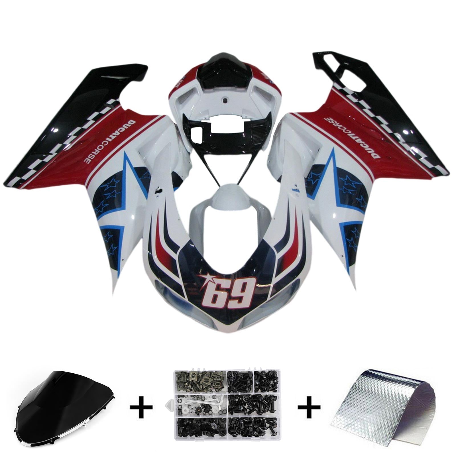 2007-2011 Ducati 1098 1198 848 Kit de carenado Carrocería ABS