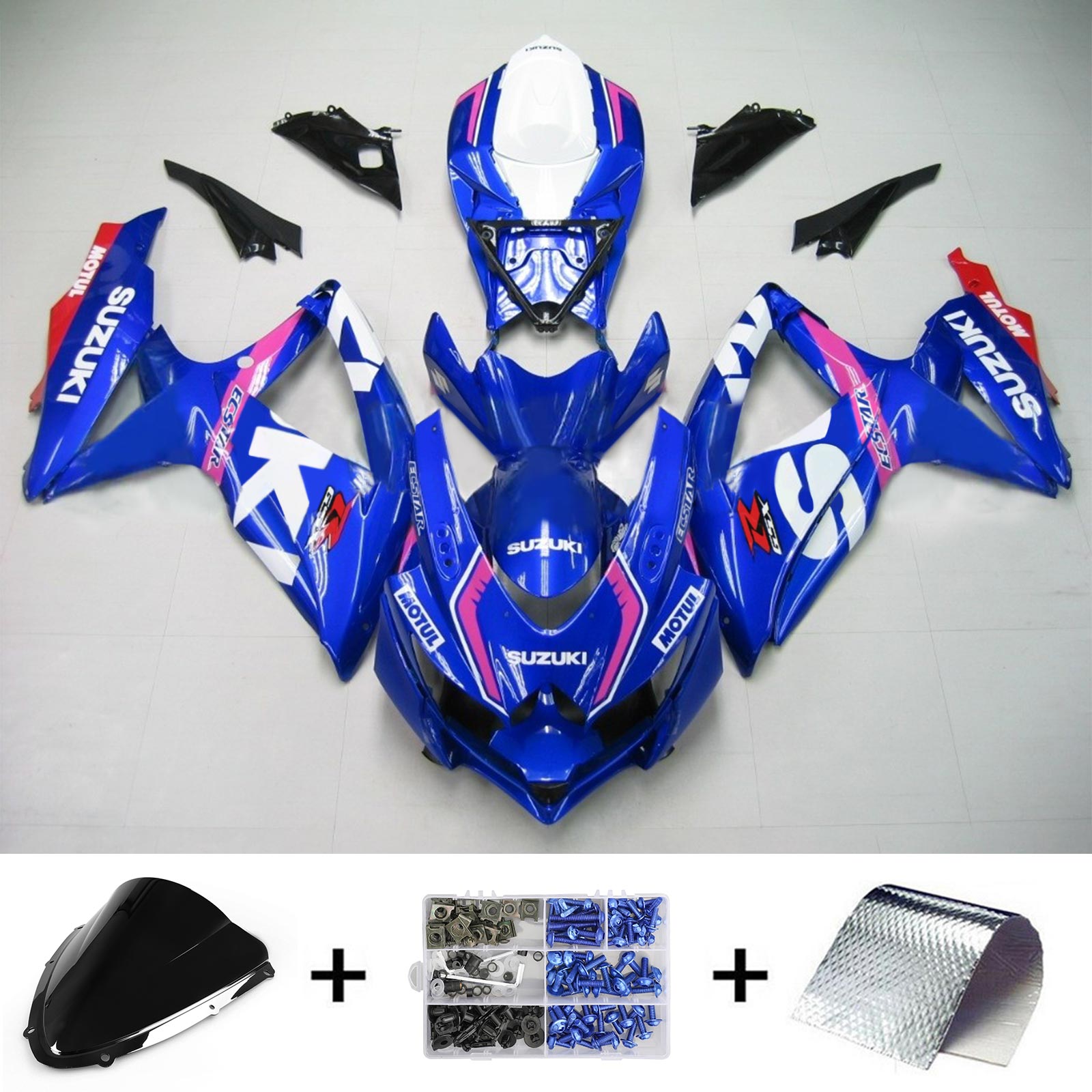 2008-2010 Suzuki GSXR 600/750 K8 Amotopart Kit de carénage d'injection carrosserie plastique ABS #150