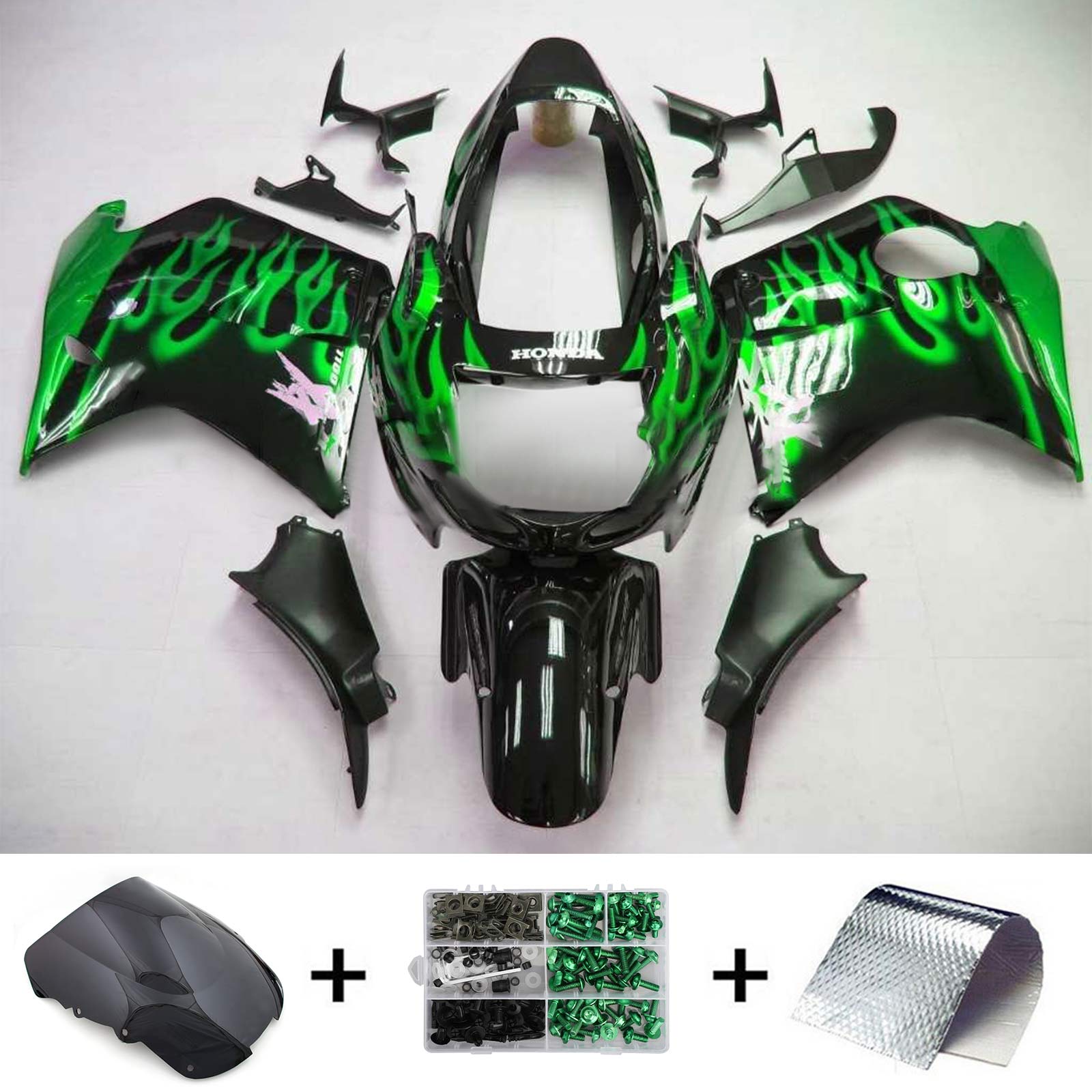 1996-2007 Honda CBR1100XX SuperBlackBird Amotopart Kit de carénage d'injection carrosserie ABS # 110