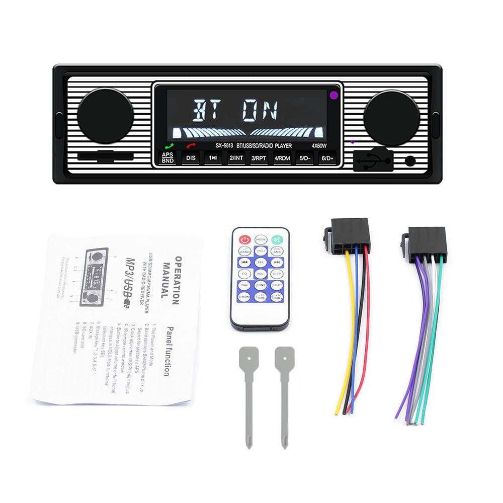 Bluetooth Vintage Car MP3 Player FM Radio AUX Classic Stereo Audio Receiver USB