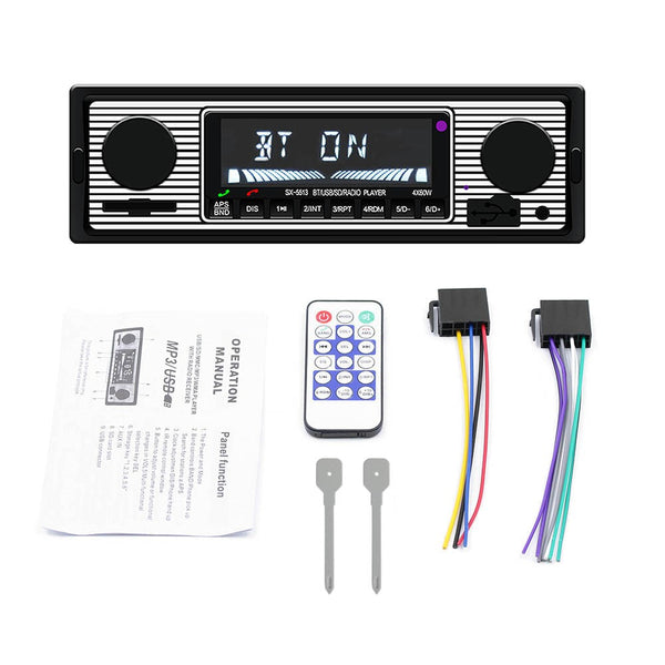 Bluetooth Vintage auto MP3-speler FM-radio AUX Klassieke stereo-audio-ontvanger USB