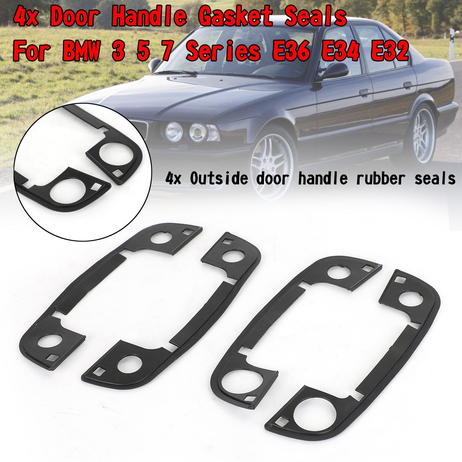 4x Door Handle Gasket Rubber Seals For BMW 3 5 7 Series E36 E34 E32 Generic