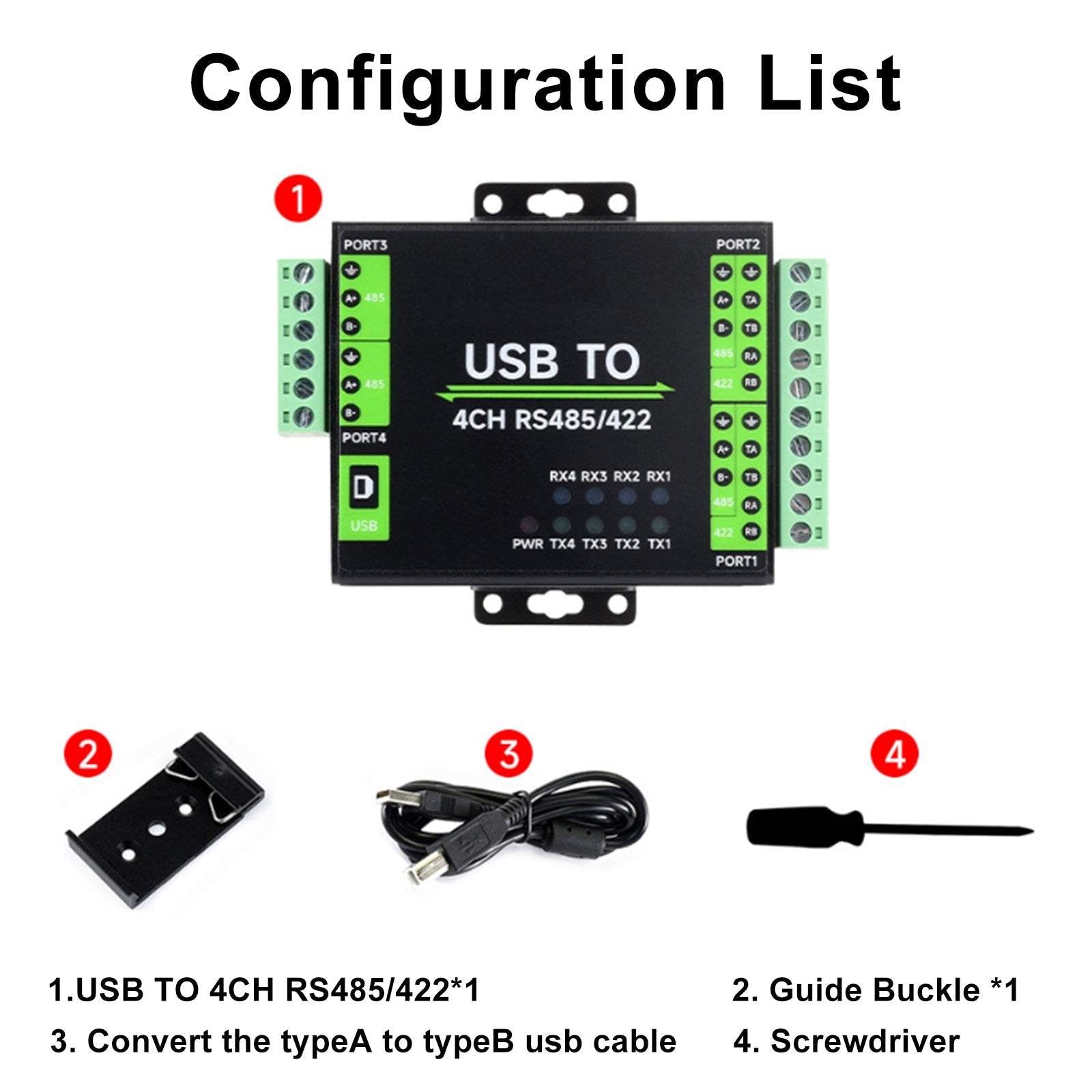 Module adaptateur convertisseur isolé industriel USB vers RS422 RS485