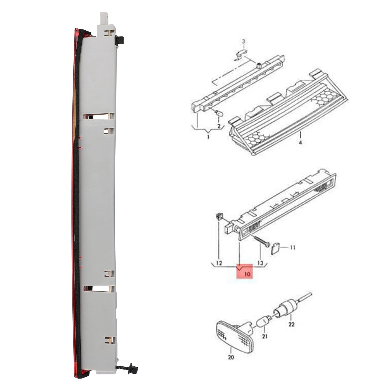 Derde 3e remstoplicht voor Audi A6 Allroad Quattro Wagon 4B9945097A Generiek