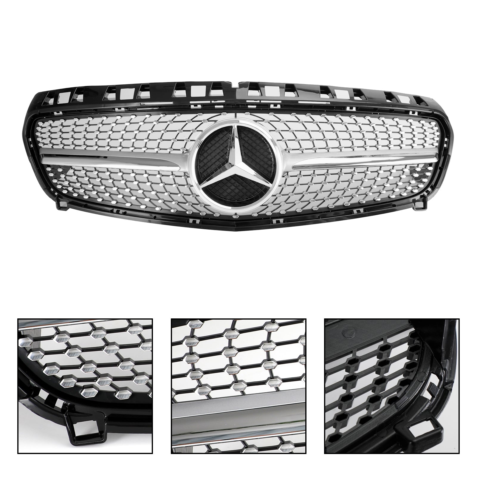 2013-2015 A CLASS W176 Mercedes Benz Front Bumper Grille Grill Black/Chrome