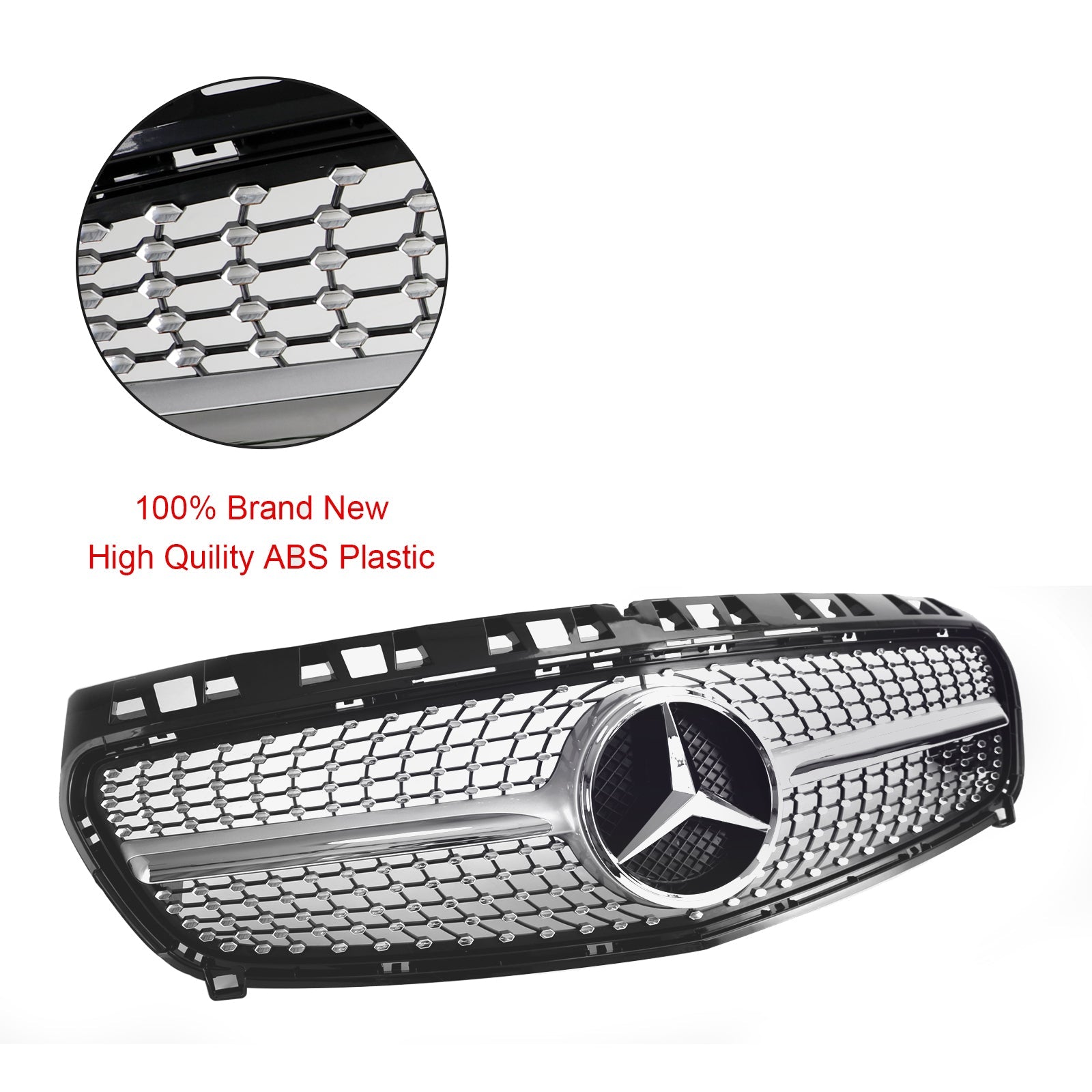 2013-2015 A CLASS W176 Mercedes Benz Front Bumper Grille Grill Black/Chrome