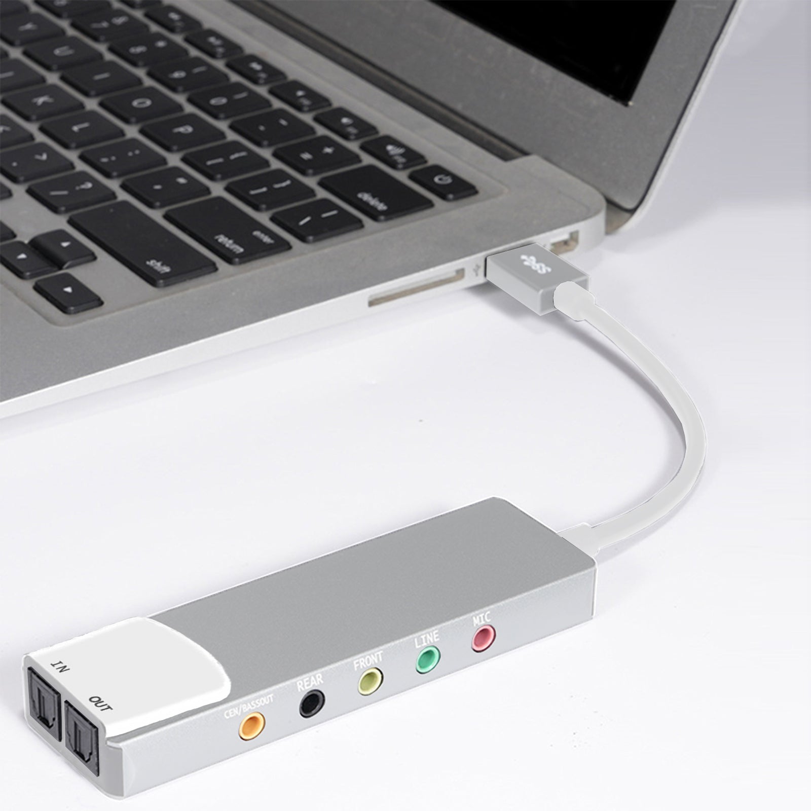 Nouveau Alliage d'aluminium USB Fiber optique SPDIF carte ordinateur externe multifonction