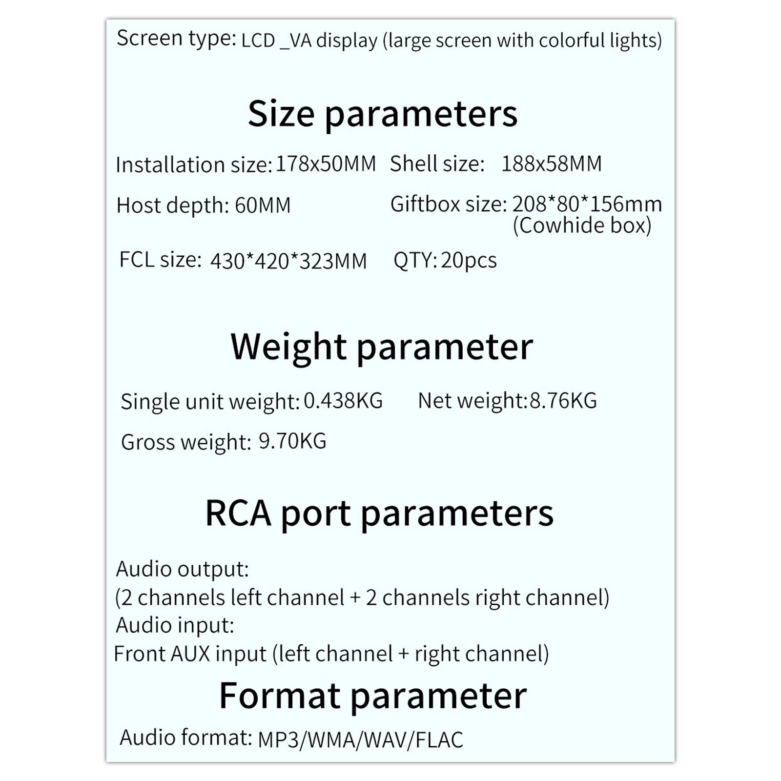 Radio stéréo Bluetooth à commande vocale AI, lecteur MP3 FM, carte U disque, autoradio