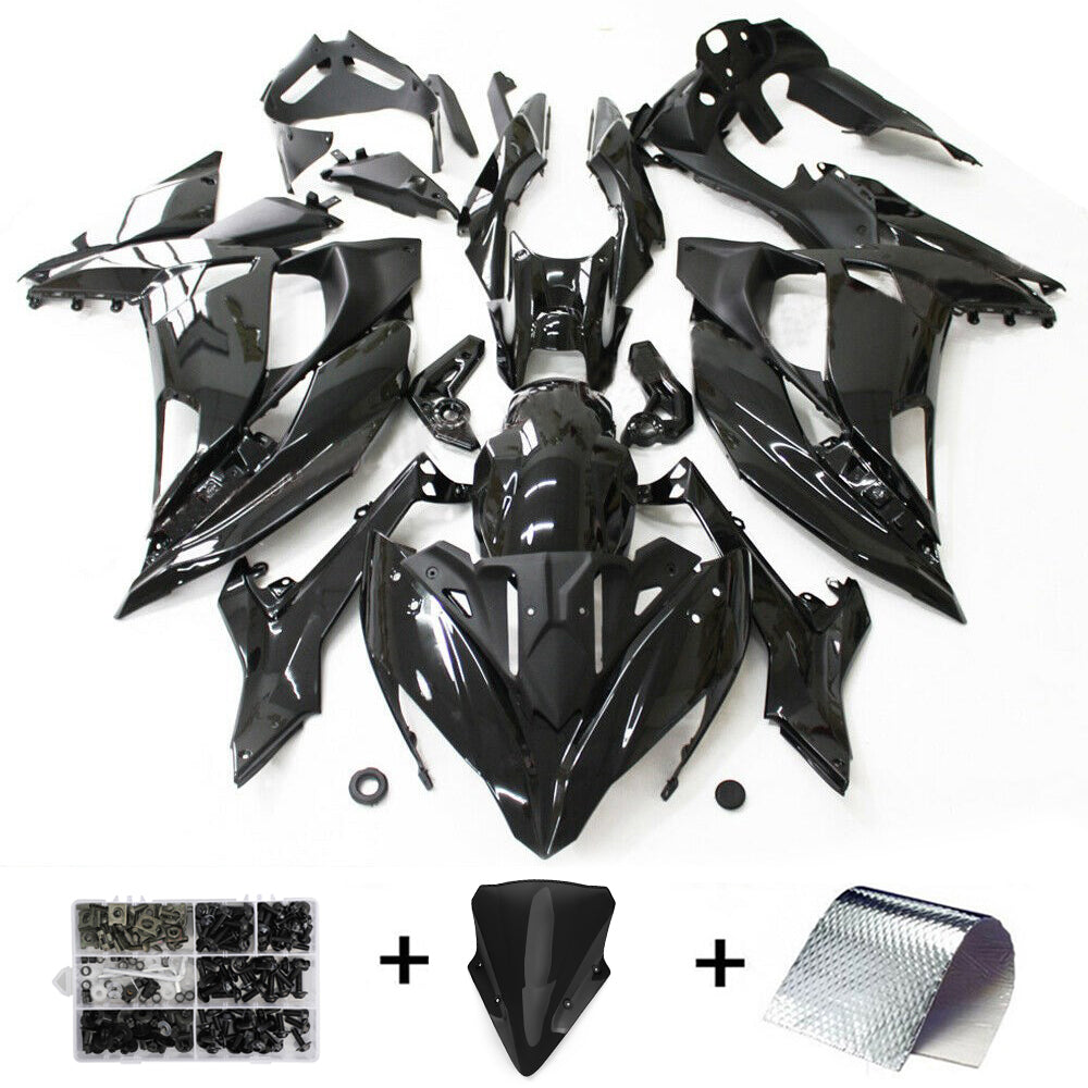 2017-2019 Kawasaki Ninja 650 EX650 Amotopart Injection Fairing Kit Gloss Black Plastic