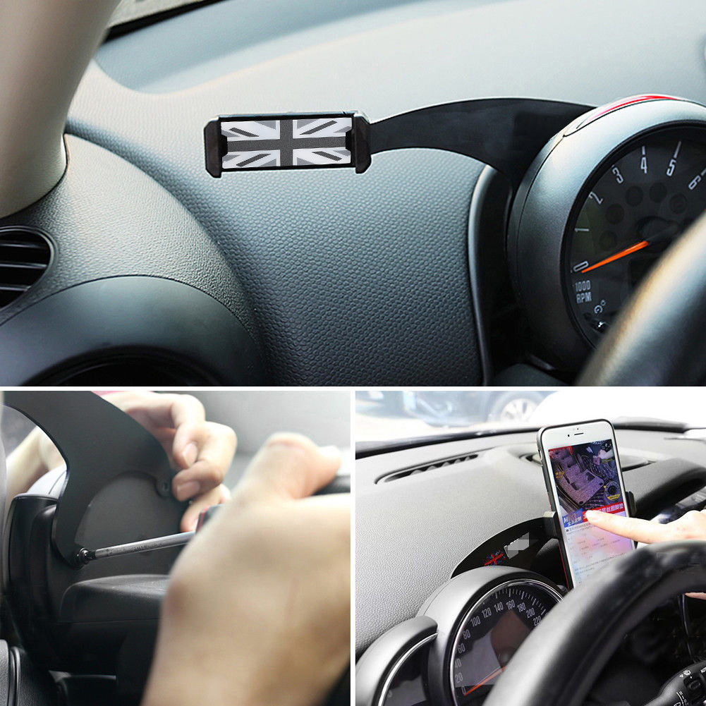 Car Phone GPS Mount Holder Stand Fit For Mini Cooper Gray