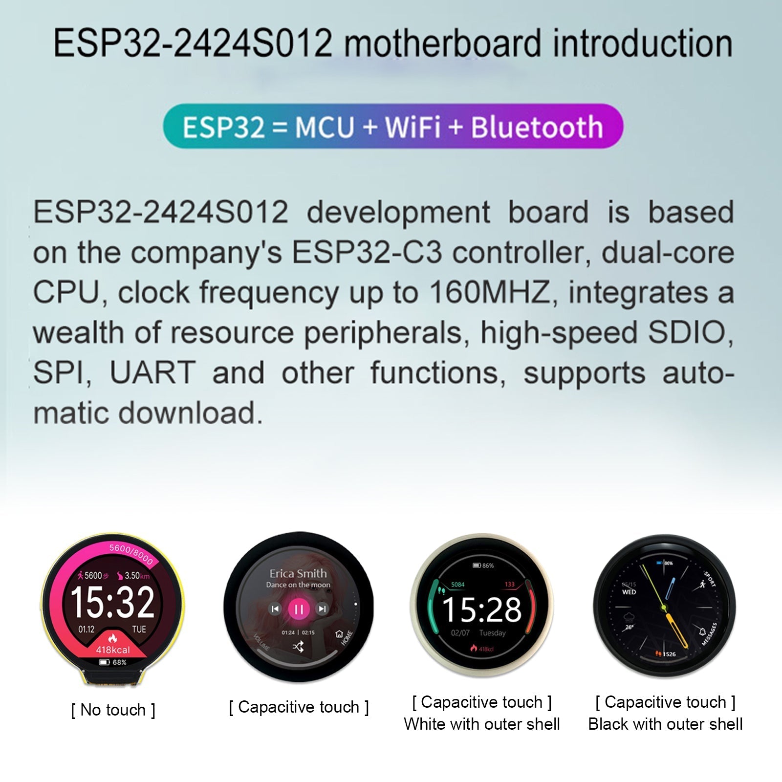 1,28" rond display ESP32-C3 ontwikkelingsbord LCD-aanraakscherm Wifi Bluetooth