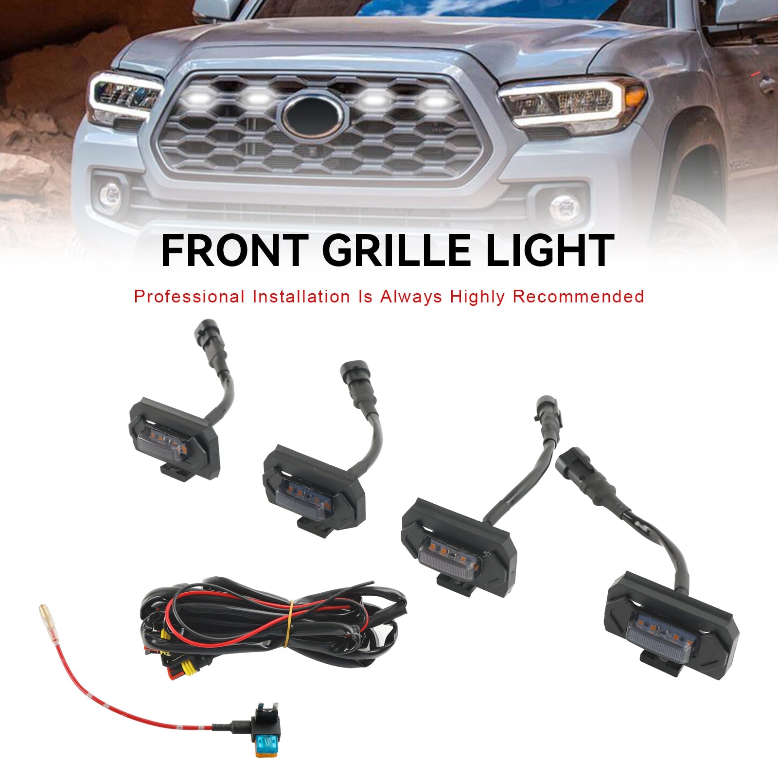 4 pièces lumières de calandre LED pour Toyota Tacoma TRD hors route et TRD Sport 2020-2023