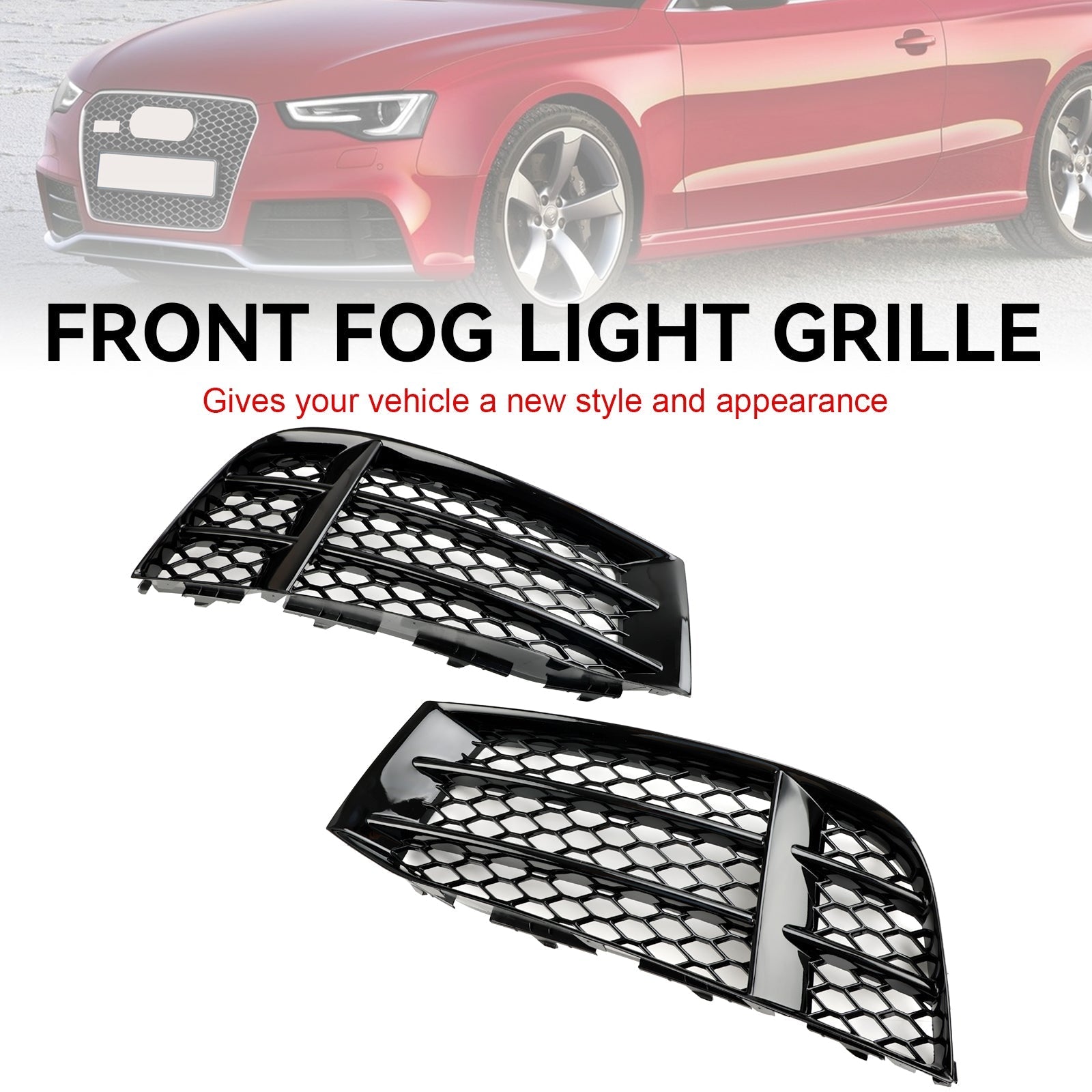 2013-2016 AUDI RS5C CABRIOLET QU. Front Bumper Lower Fog Light Cover Grill Grille