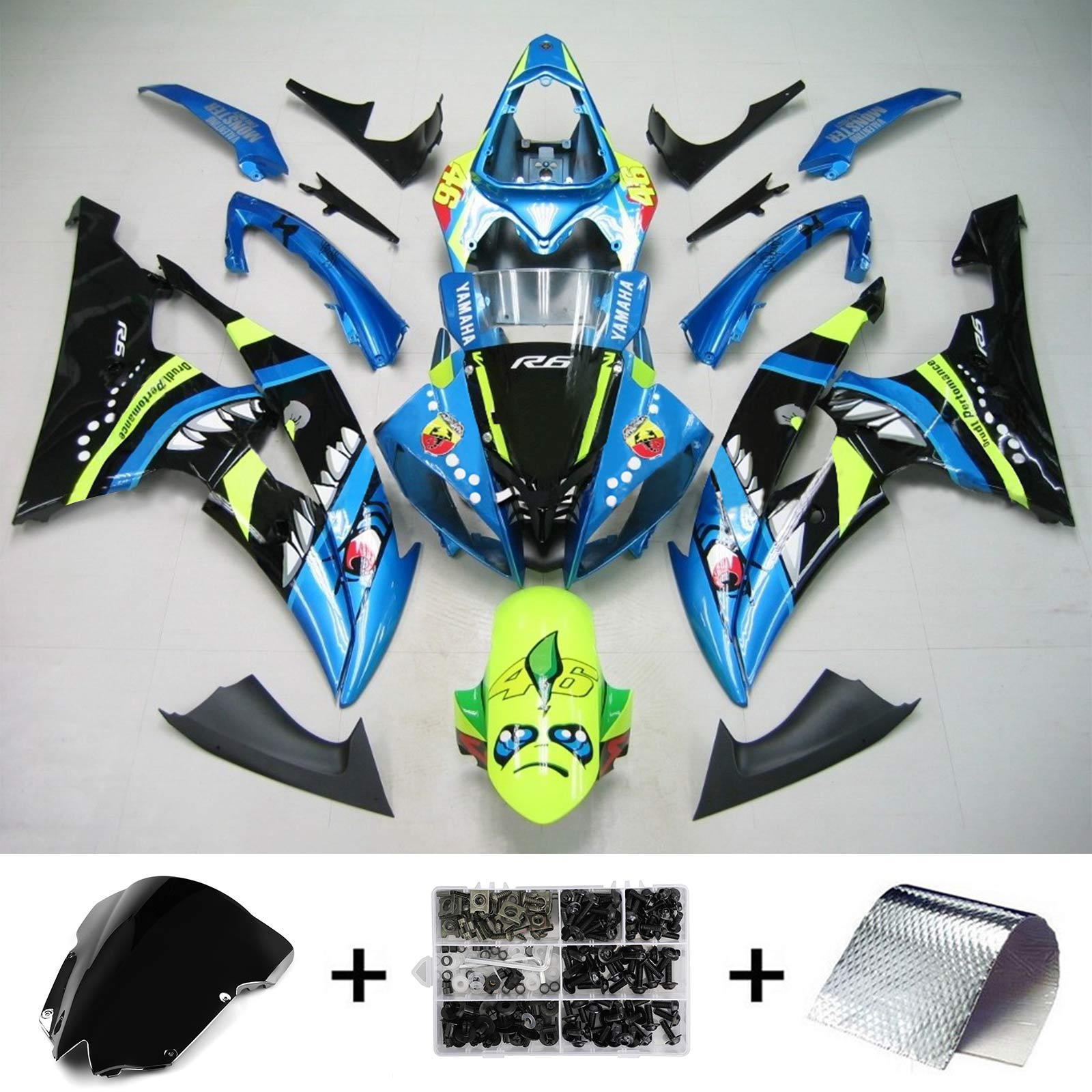 2008-2016 Yamaha YZF 600 R6 Kit de carénage d'injection carrosserie plastique ABS #153