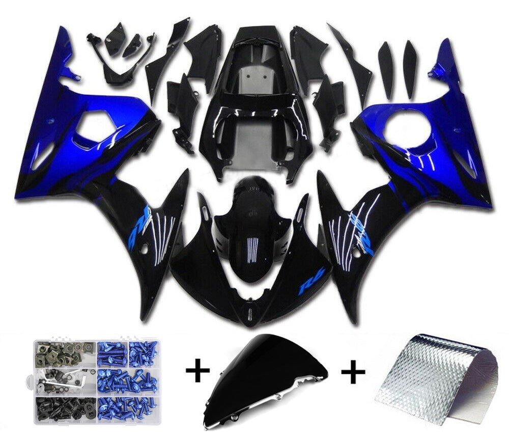 Kit de carénage bleu noir Yamaha YZF R6 2003-2004