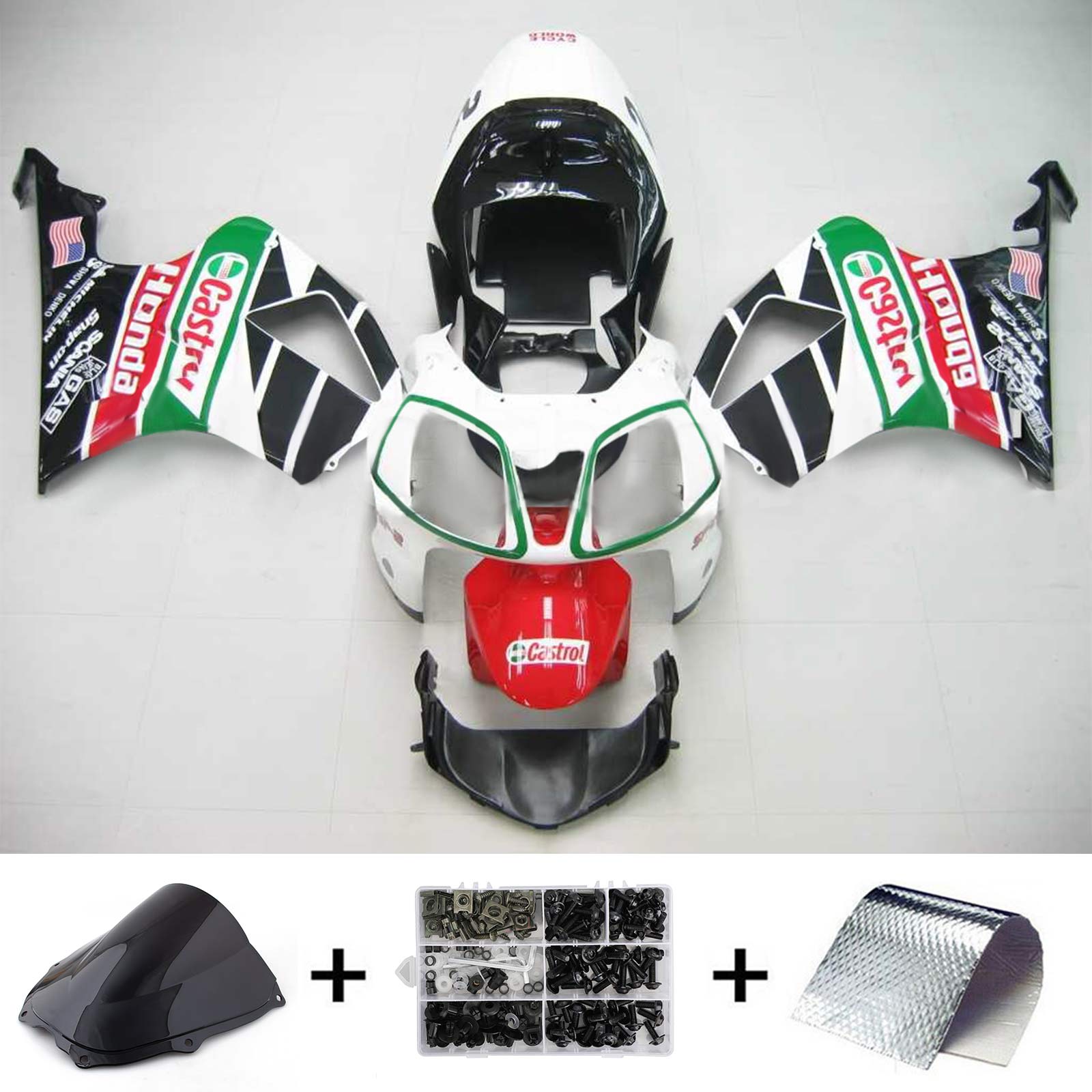 2000-2006 Honda VTR1000 RC51 Amotopart Kit de carénage d'injection carrosserie plastique ABS #102