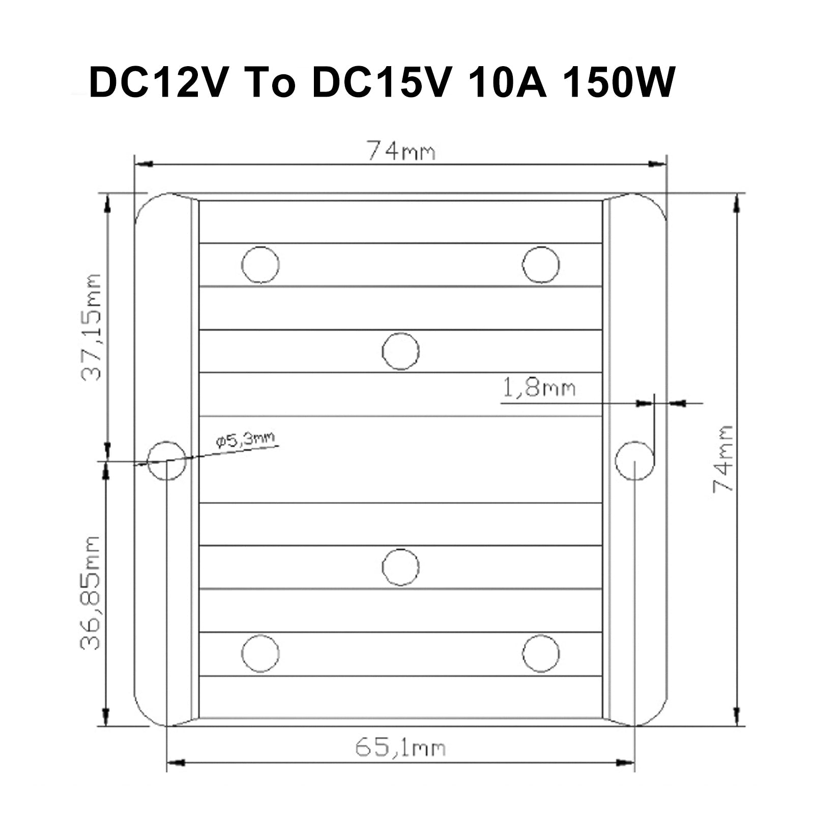 DC-DC 12V-15V 10A 150W régulateur de convertisseur d'alimentation de voiture étanche