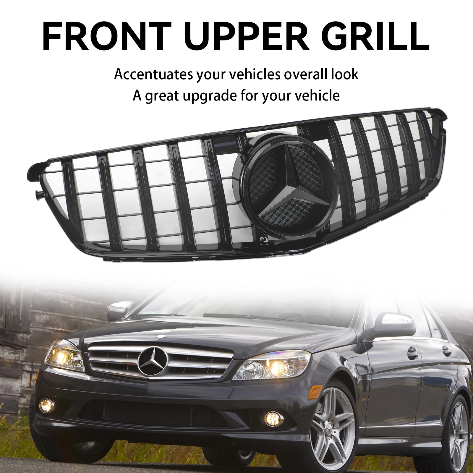 2008-2014 Benz C-Class W204 C300 C350 GTR Style Front Bumper Grille Grill