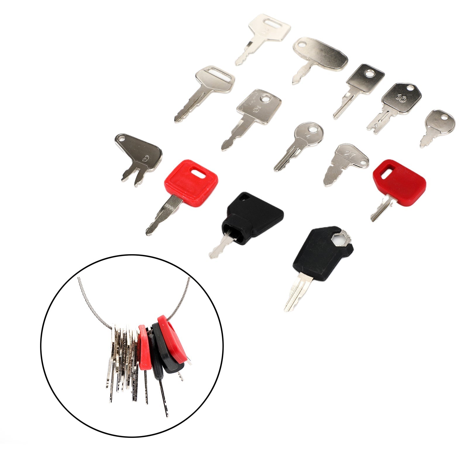 14 Keys Heavy Construction Equipment Ignition Key Set For Cat JD JCB Komatsu