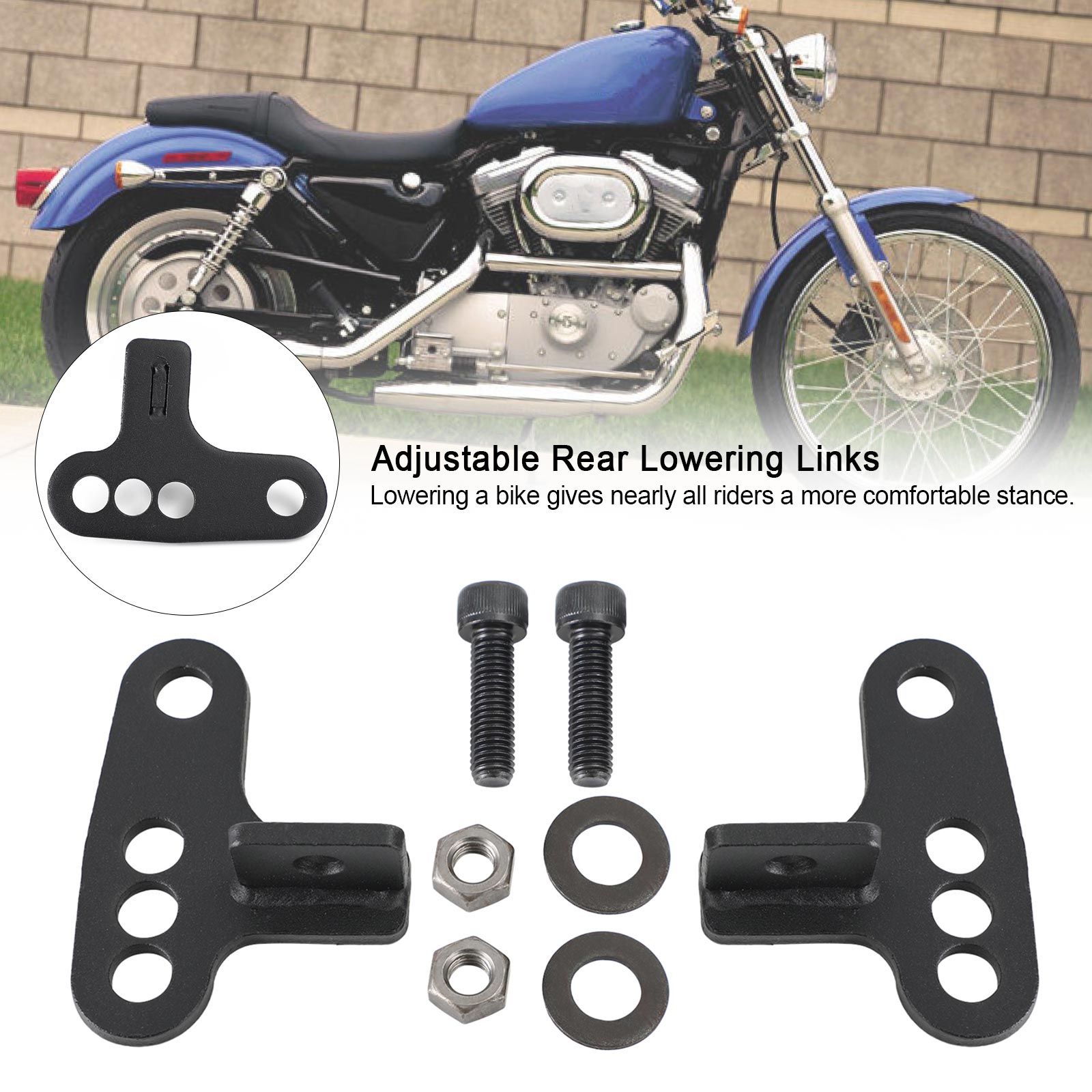 1-3" Adjustable Rear Lowering Links Drop Kit For Sportster XL883 1200 1988-1999