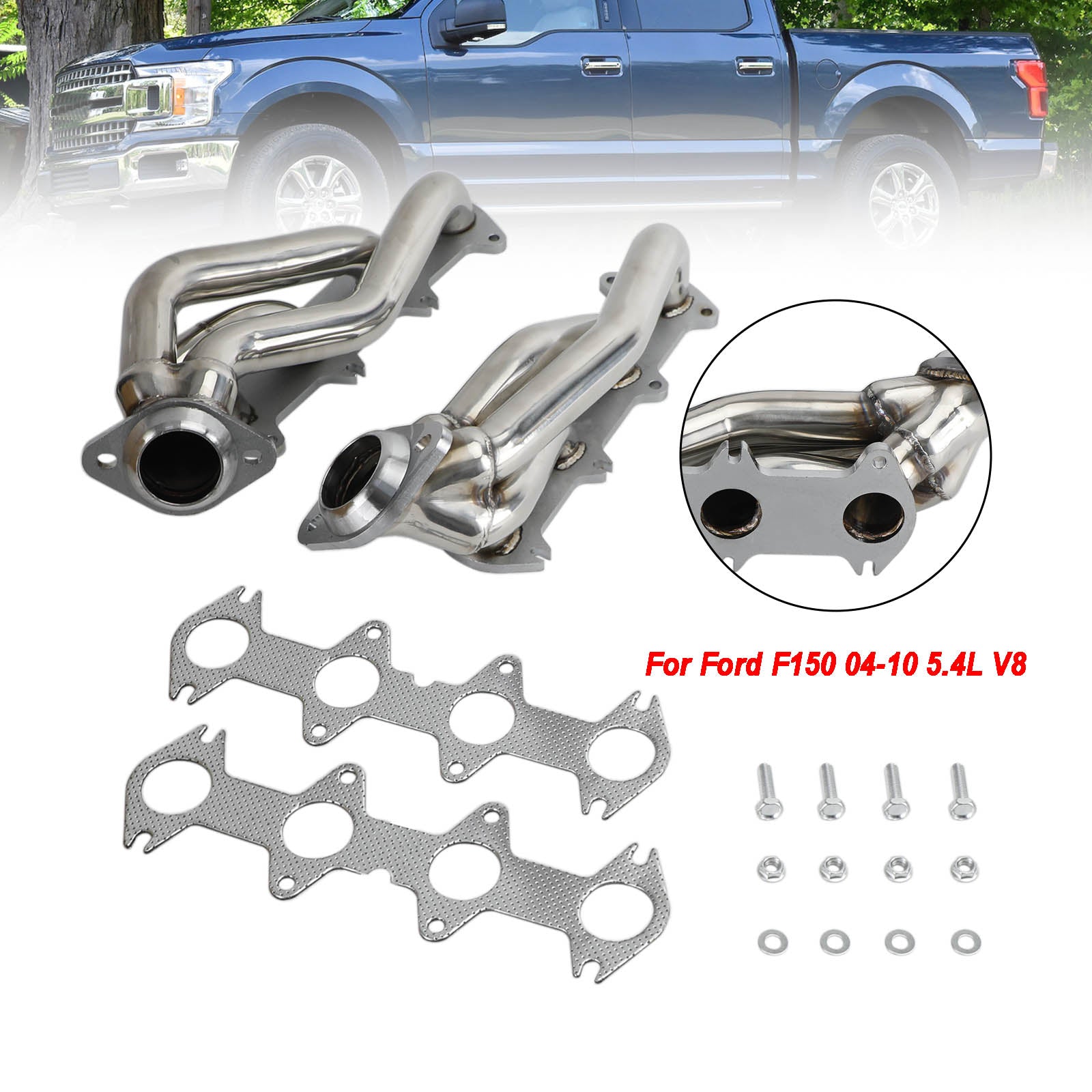 Ford F150 04-10 5.4 V8 Collecteur d'échappement en acier inoxydable Shorty Headers Performance