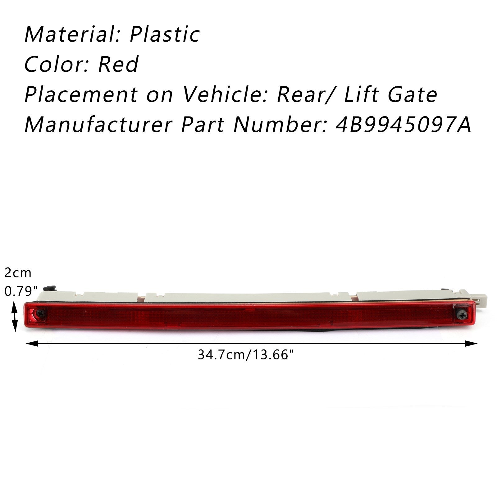 Derde 3e remstoplicht voor Audi A6 Allroad Quattro Wagon 4B9945097A Generiek