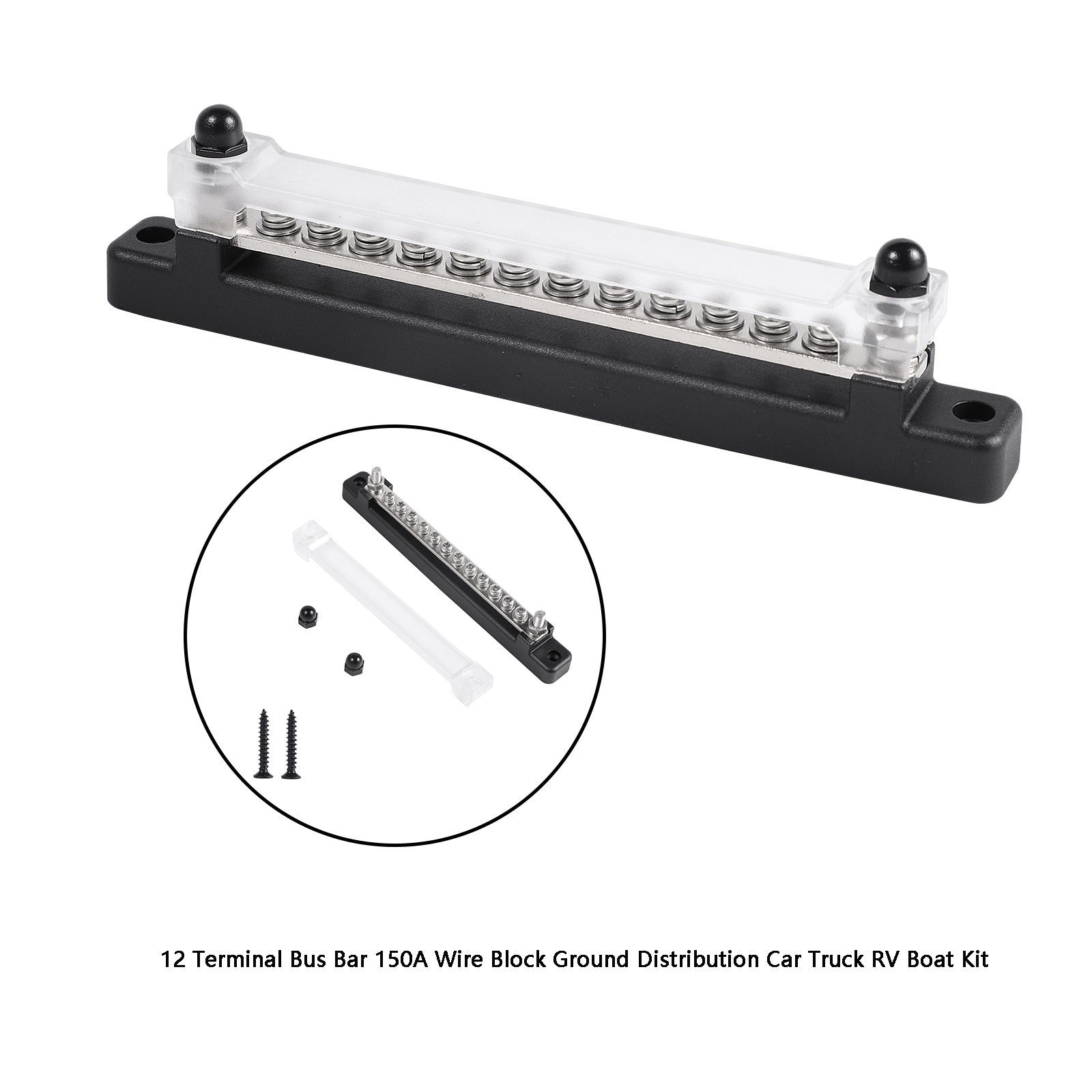 Kit de barre omnibus à 12 bornes, bloc de fil 150A, Distribution au sol, pour voiture, camion, camping-car, bateau