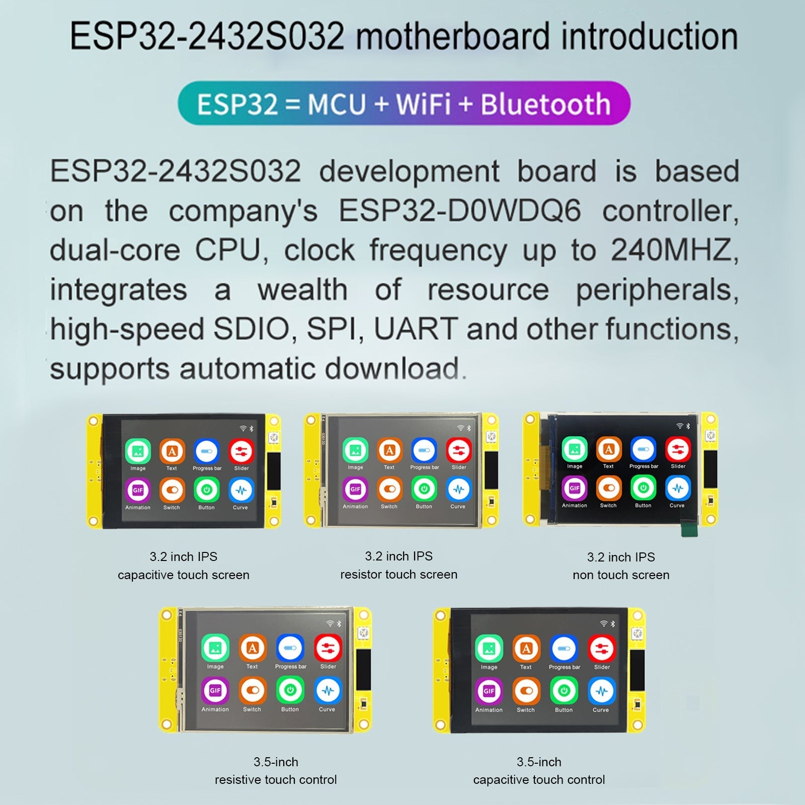 Carte de développement d'écran tactile ESP32 de 3.2 pouces, WIFI, Bluetooth, IoT, MCU, écran LCD